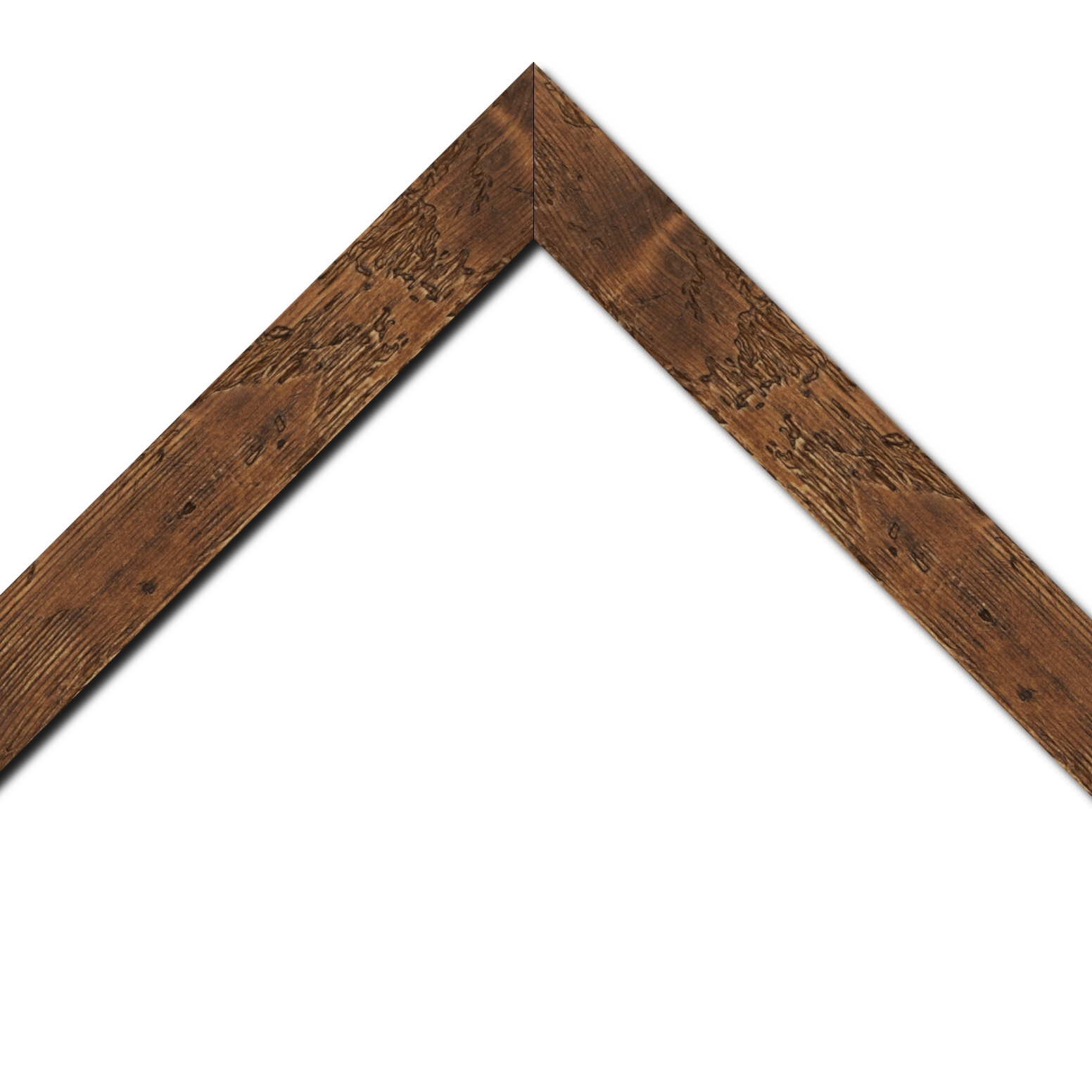 Baguette bois profil plat largeur 4.3cm couleur marron foncé finition aspect vieilli antique