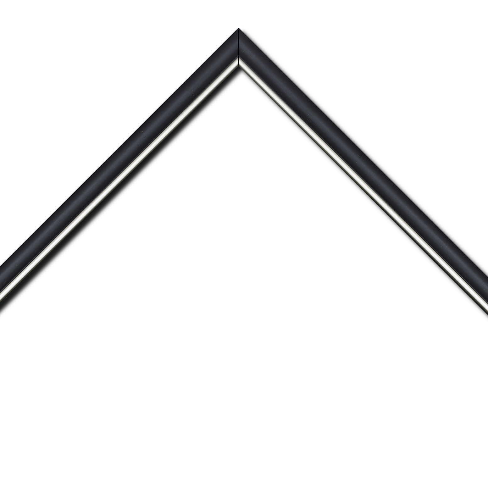 Baguette bois profil arrondi largeur 2.1cm couleur noir mat filet argent