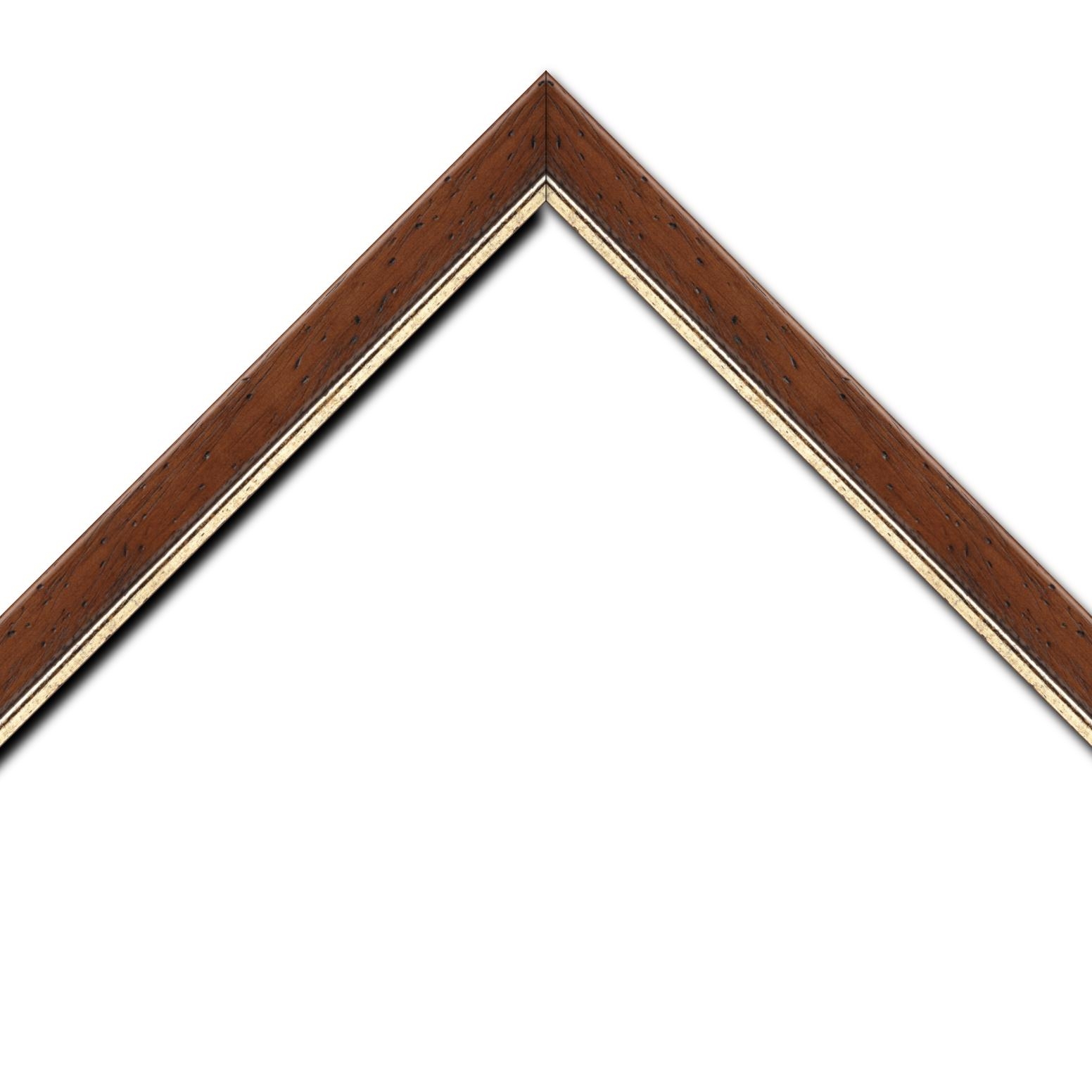 Baguette bois profil arrondi largeur 3.5cm marron satiné classique filet or