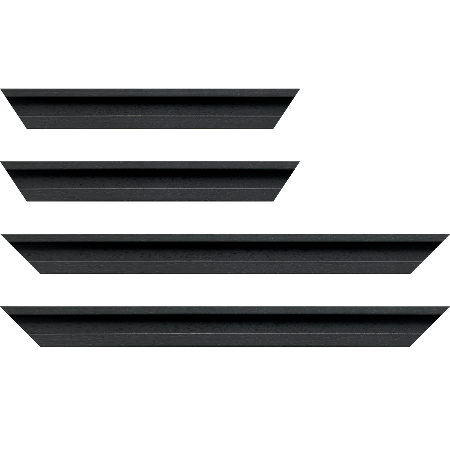 Baguette bois caisse américaine largeur 4.5cm noir satiné (spécialement concu pour les supports papier necessitant une protection et un isorel assurant le maintien de l'ensemble  : le sujet se met à l'intérieur du cadre ) profil en u - 84.1x118.9
