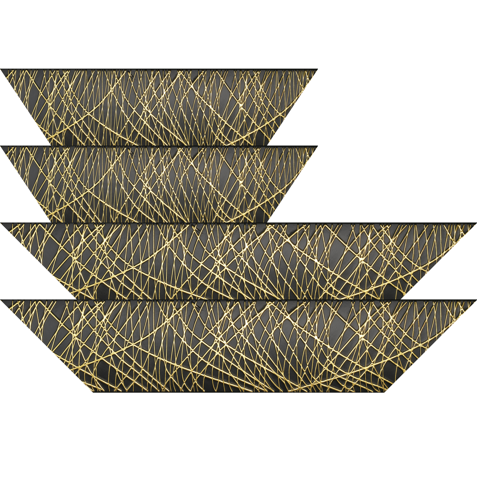 Baguette bois profil arrondi méplat largeur 9.9cm couleur noir satiné trait or en relief - 70x100