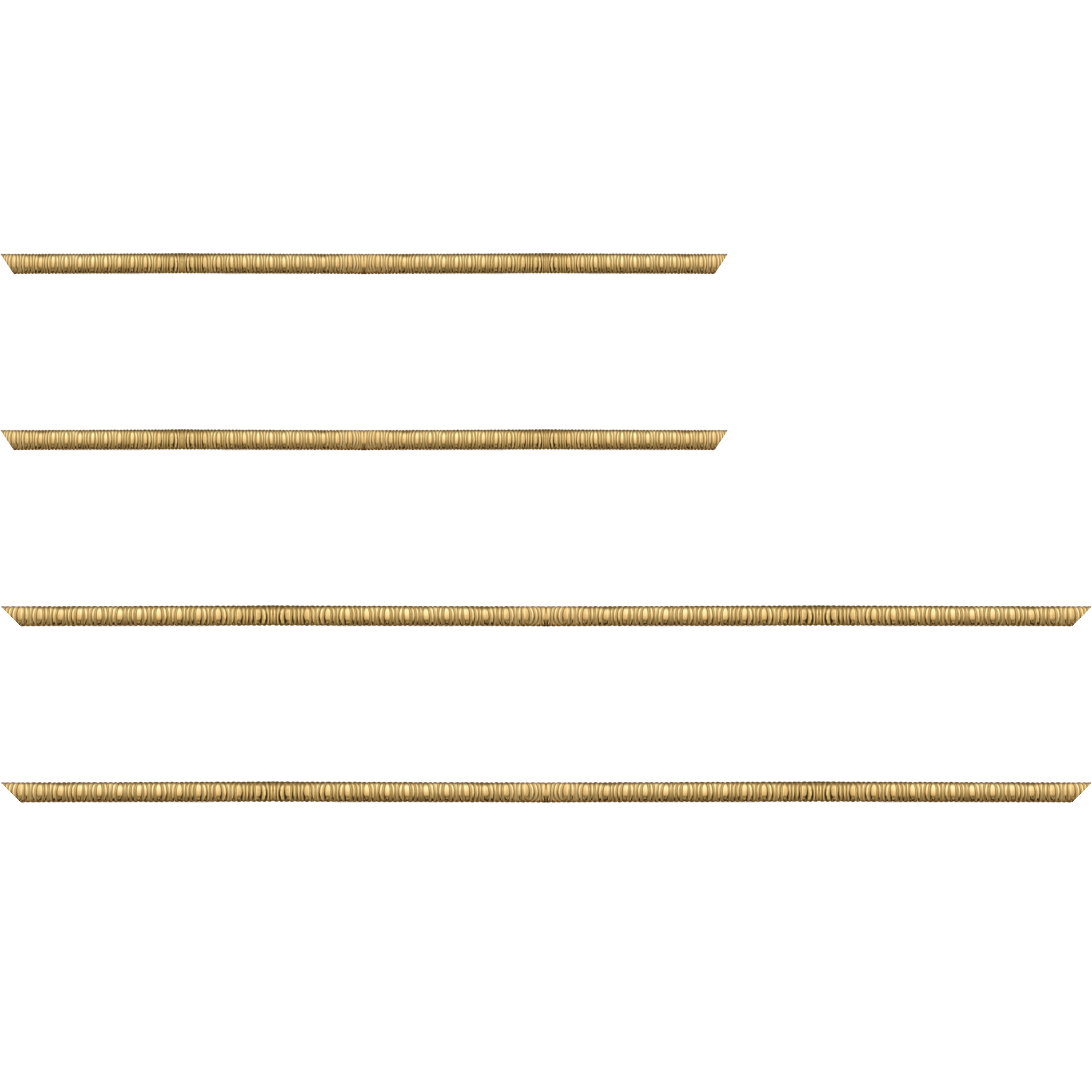 Baguette bois profil méplat largeur 9.4cm or décor cannelé - 24x30
