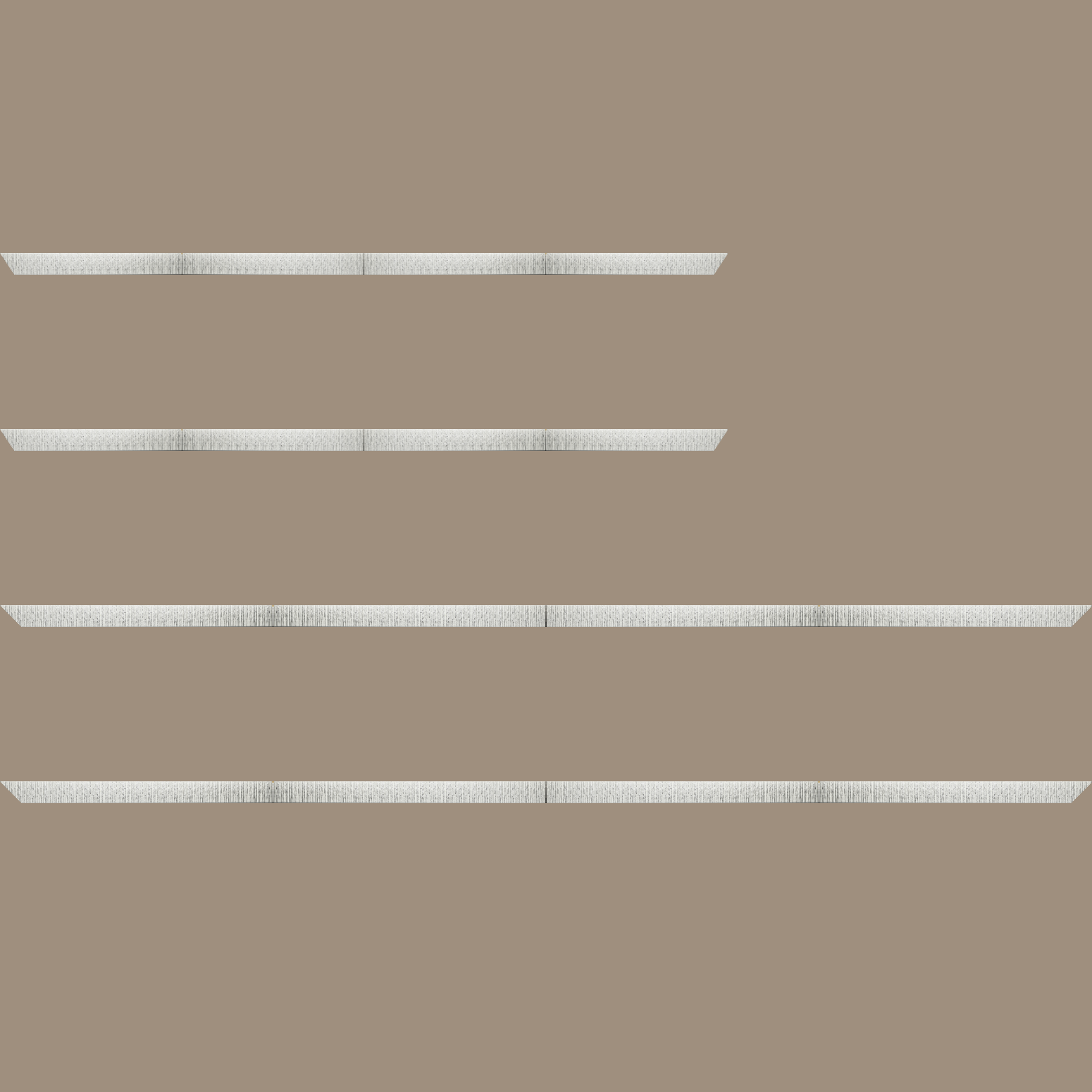 Baguette bois profil plat largeur 10.5cm couleur blanc mat strié argent chromé en relief - 30x60