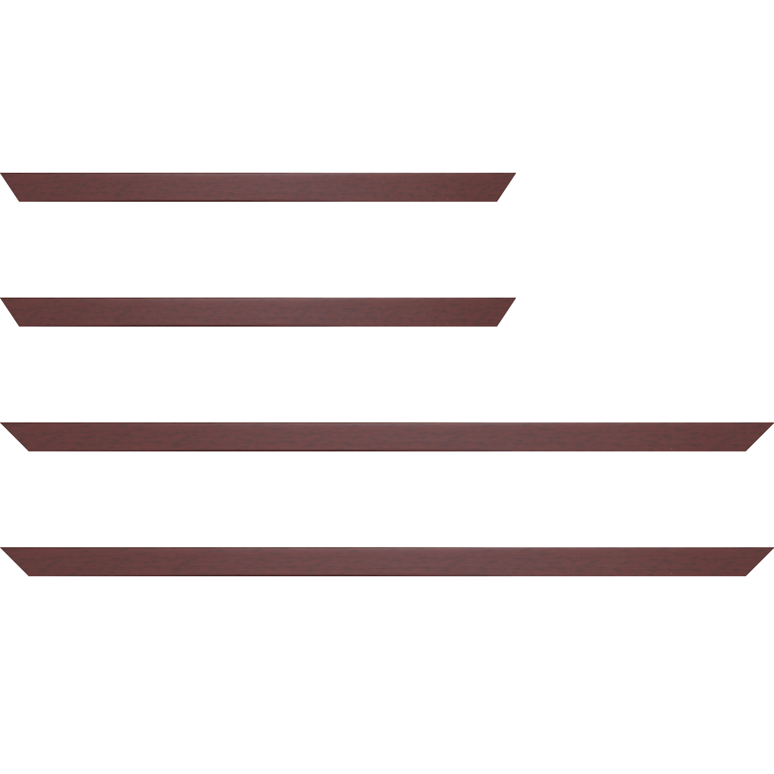 Baguette bois profil plat effet cube largeur 2cm couleur ton bois bordeaux - 35x24