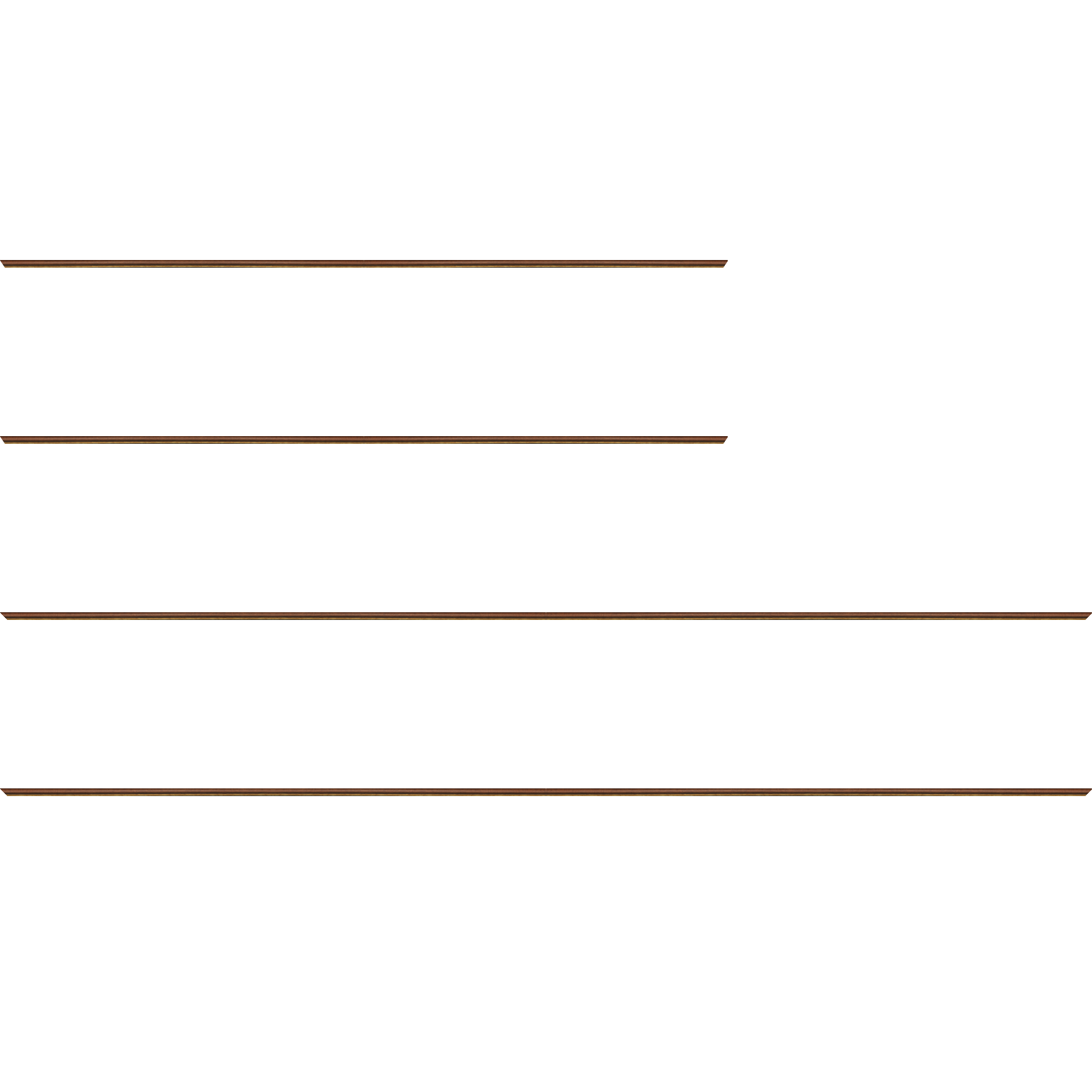 Baguette bois profil arrondi largeur 2.4cm couleur marron rustique filet or - 40x60