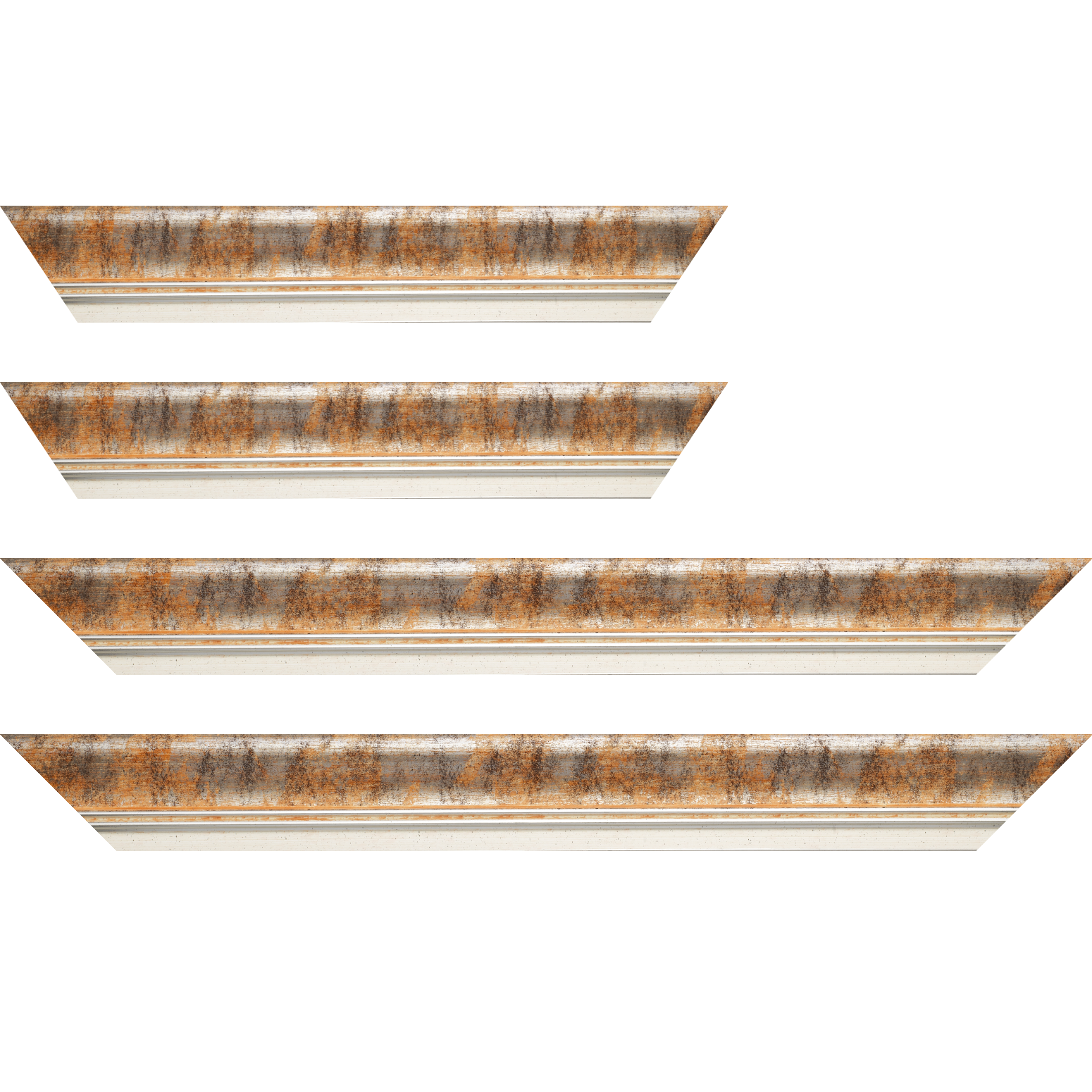Baguette bois profil incurvé largeur 5.7cm de couleur orange fond argent marie louise blanche mouchetée filet argent intégré - 40x60