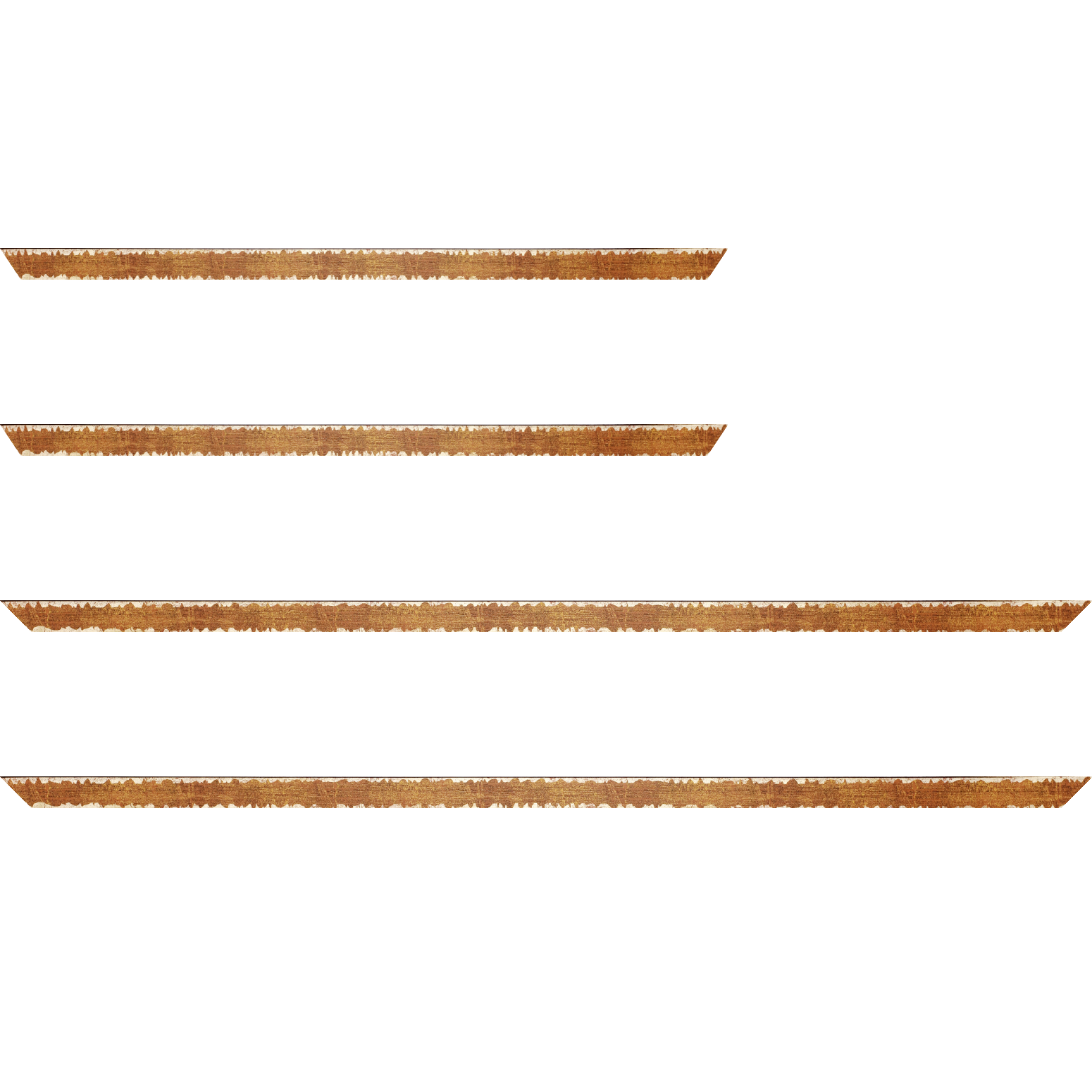 Baguette bois profil plat largeur 1.5cm couleur ocre fond or ,bord or déstructuré ( extérieur du cadre ton bois marron) - 34x40