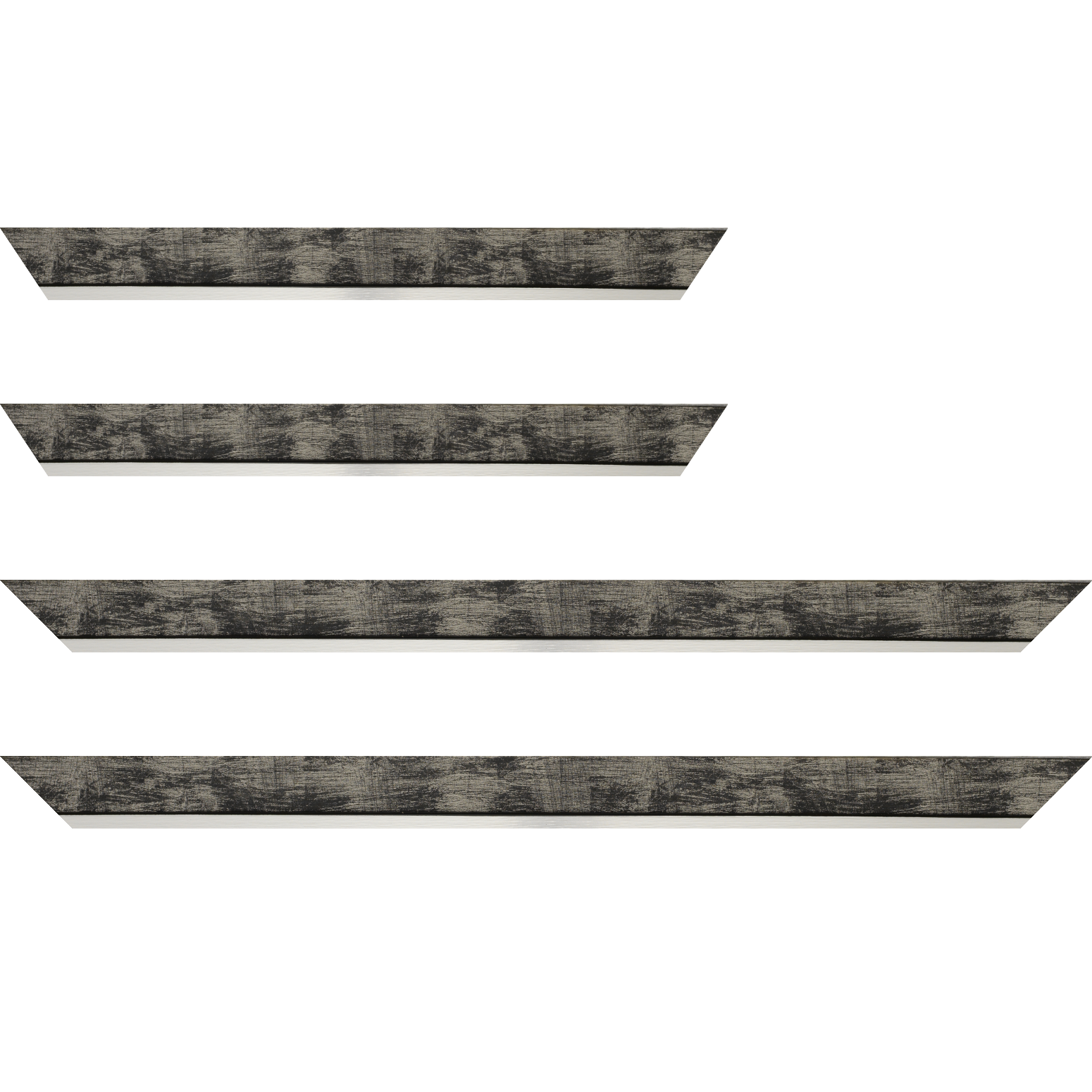 Baguette bois profil plat largeur 3.3cm couleur noir fond argent filet argent - 34x40