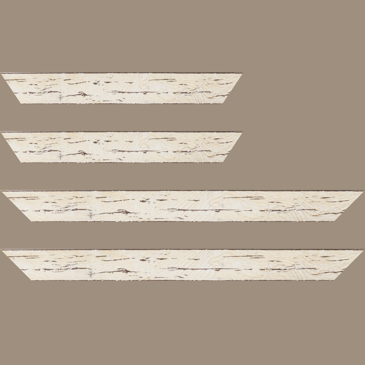 Baguette bois profil plat largeur 4.3cm couleur blanchie finition aspect vieilli antique - 35x24