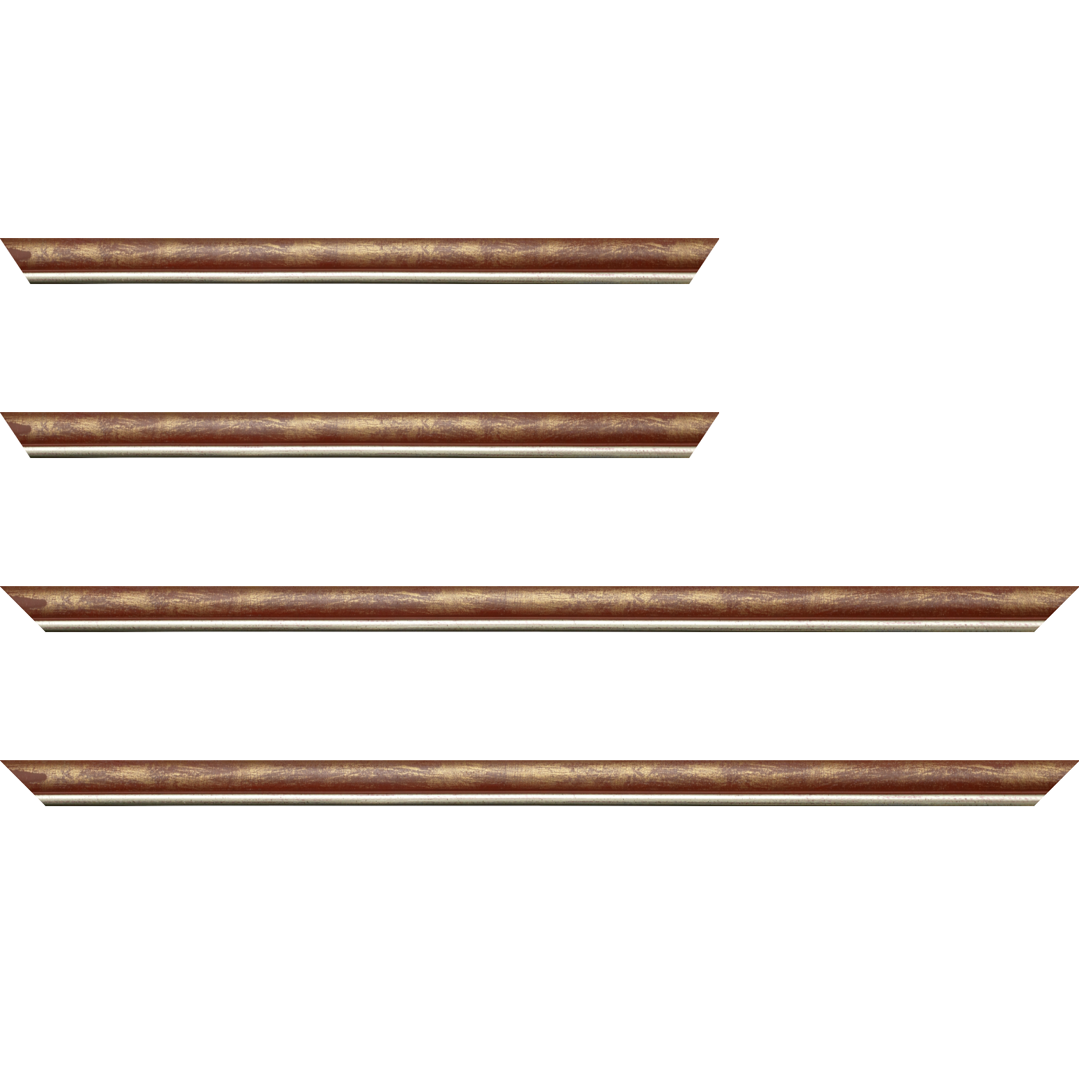 Baguette bois profil arrondi largeur 2.1cm  couleur bordeaux fond or filet argent chaud - 34x40