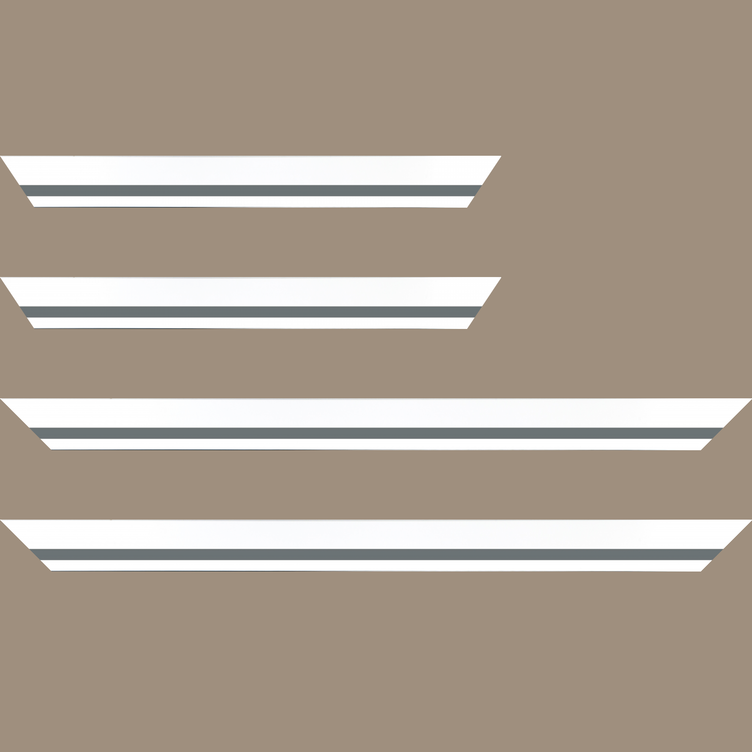 Baguette bois profil pente largeur 4.5cm de couleur blanc mat filet gris - 30x90