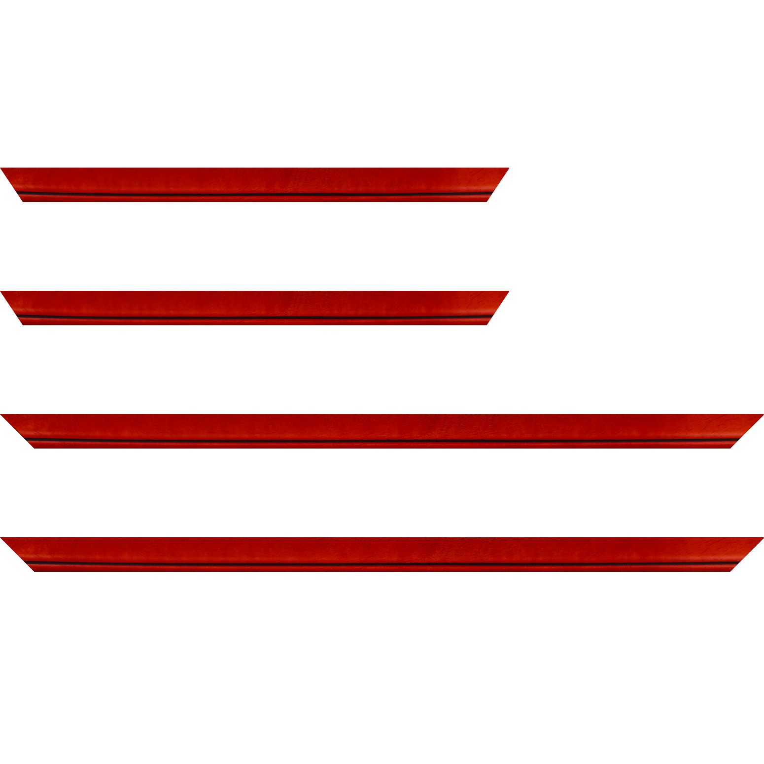 Baguette bois profil bombé largeur 2.4cm couleur rouge cerise satiné filet noir - 59.4x84.1