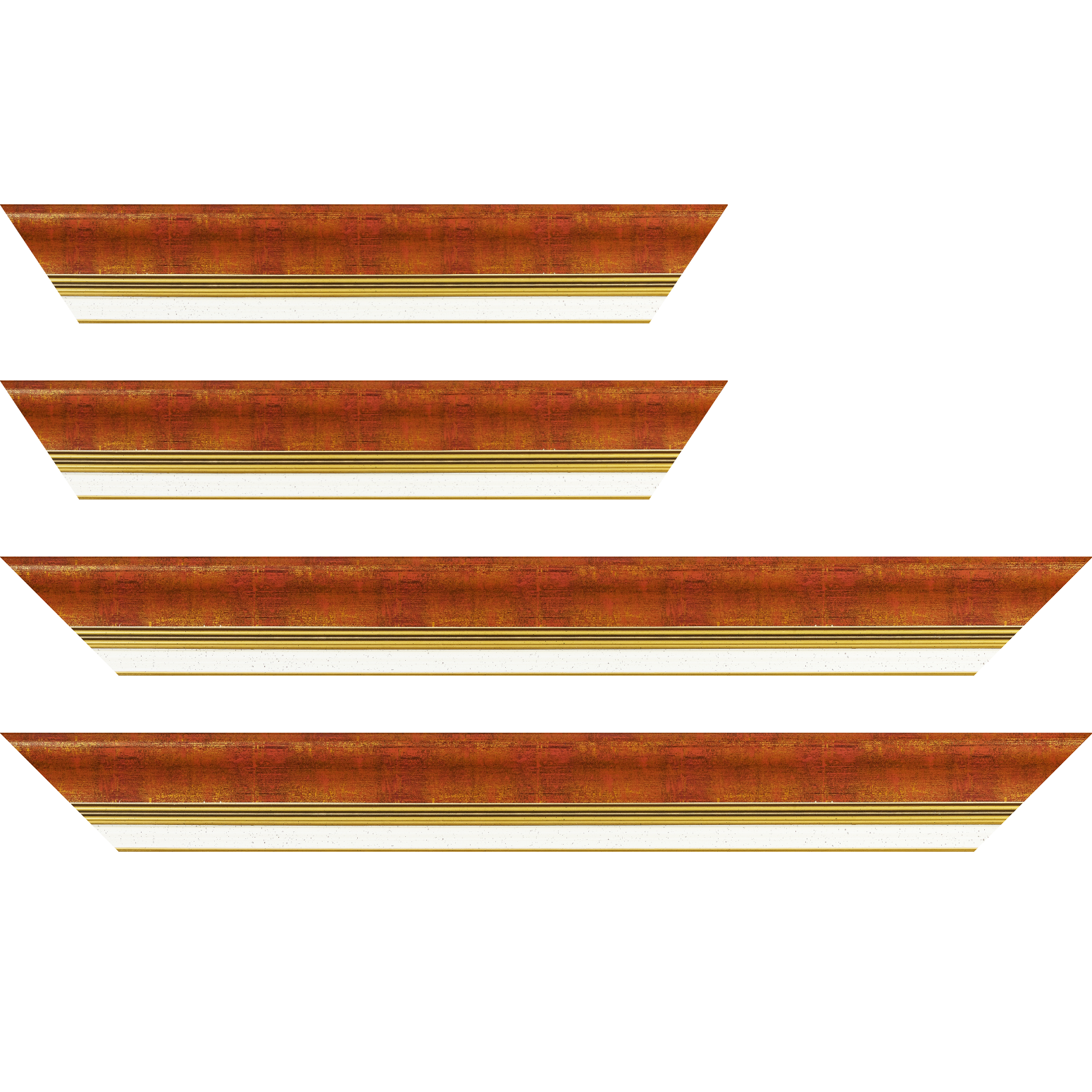 Baguette bois profil incurvé largeur 5.7cm de couleur bordeaux fond or marie louise blanche mouchetée filet or intégré - 24x30
