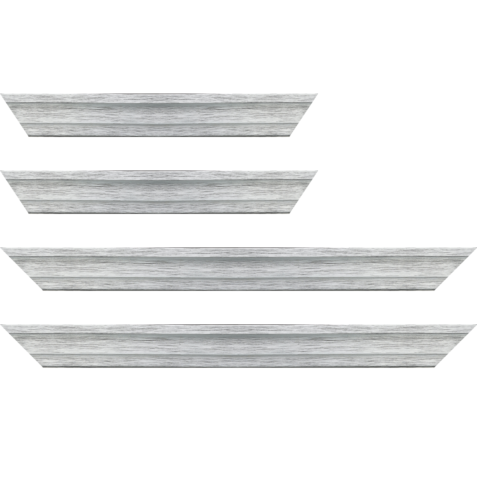 Baguette bois caisse américaine profil escalier largeur 4.4cm couleur argent sur noir (spécialement conçu pour les châssis d'une épaisseur jusqu’à 2.5cm ) - 24x30