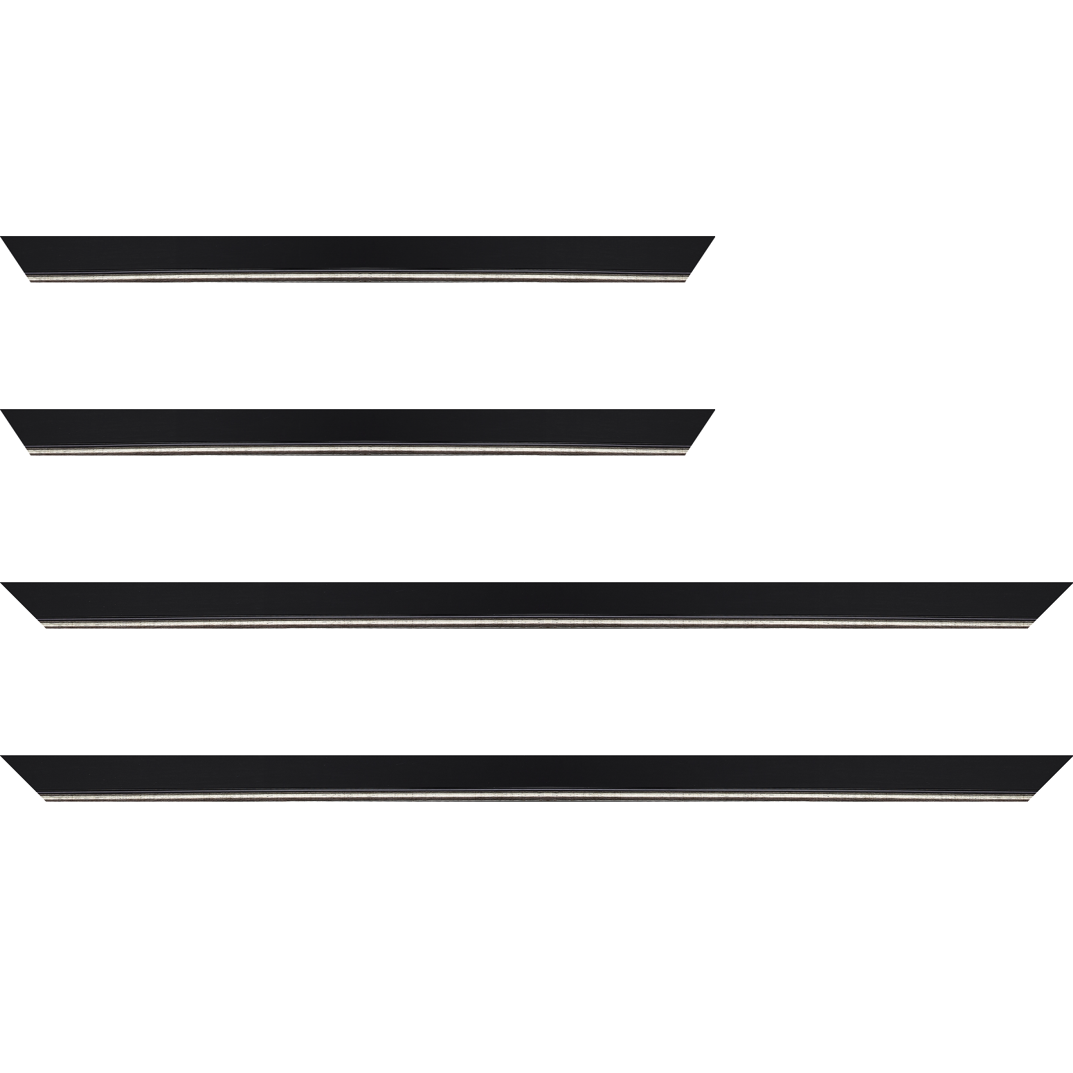 Baguette bois profil plat largeur 2.5cm couleur noir finition pore bouché filet argent - 25x25