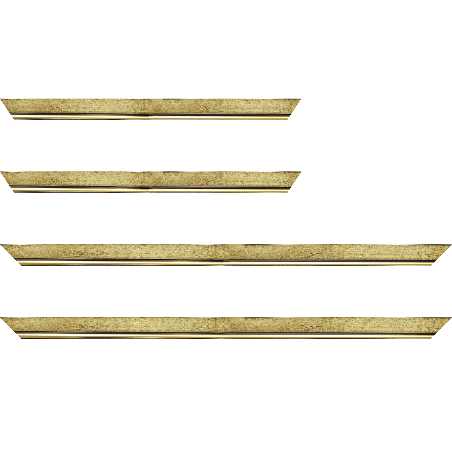 Baguette bois profil plat largeur 2.5cm couleur or filet or surligné noir - 25x25
