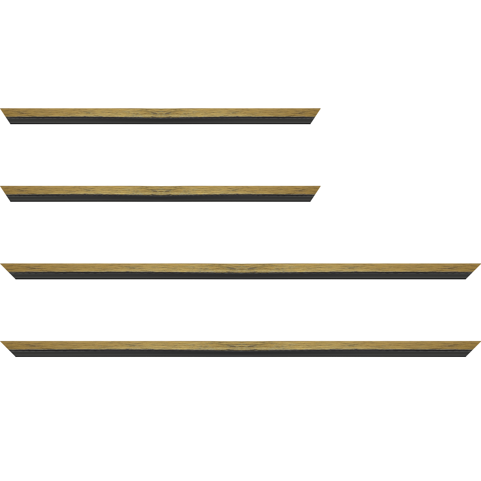 Baguette bois profil plat largeur 1.6cm couleur or contemporain filet noir en retrait de la face du cadre de 6mm assurant un effet très original - 28x34