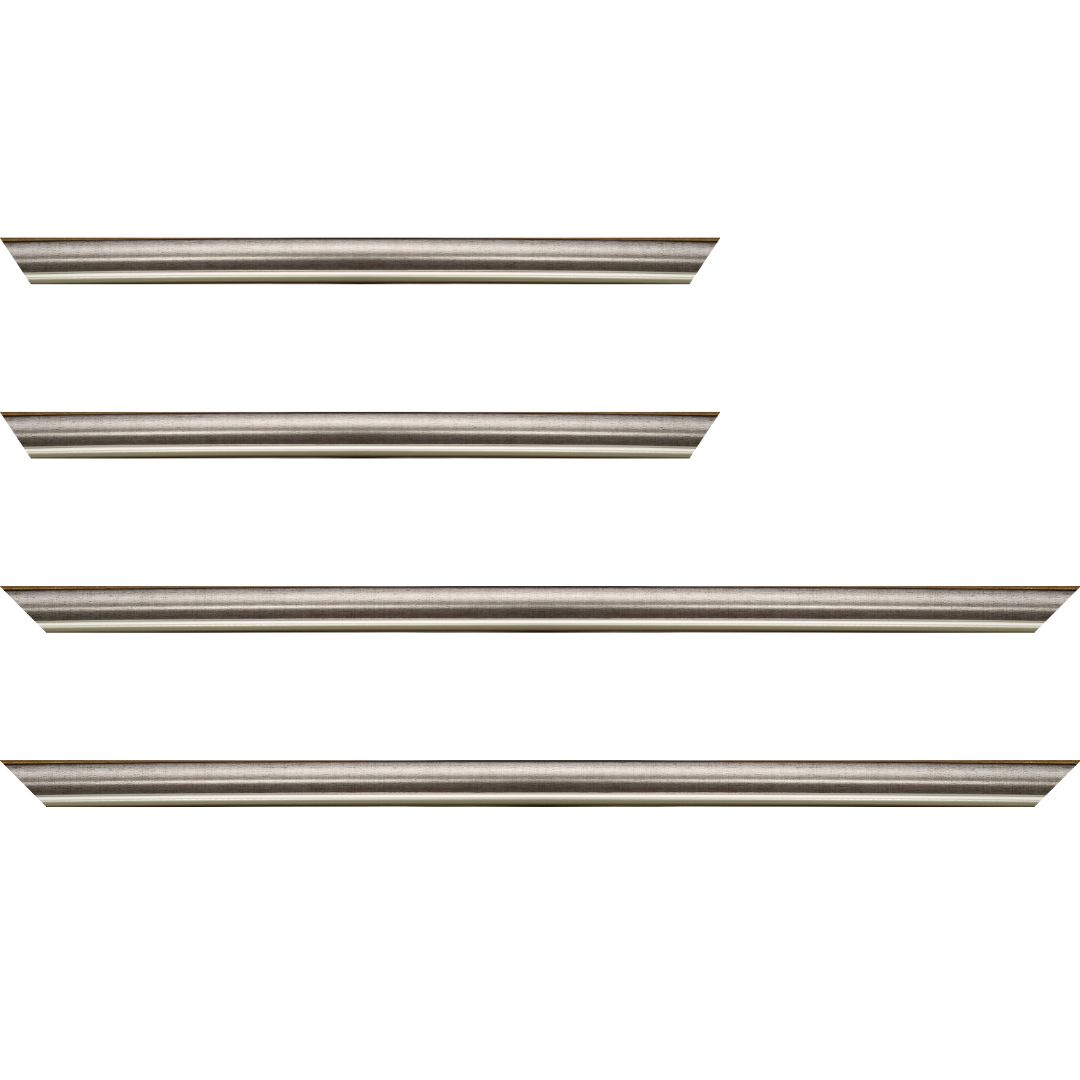 Baguette bois profil arrondi largeur 2.1cm  couleur plomb filet argent chaud - 40x50