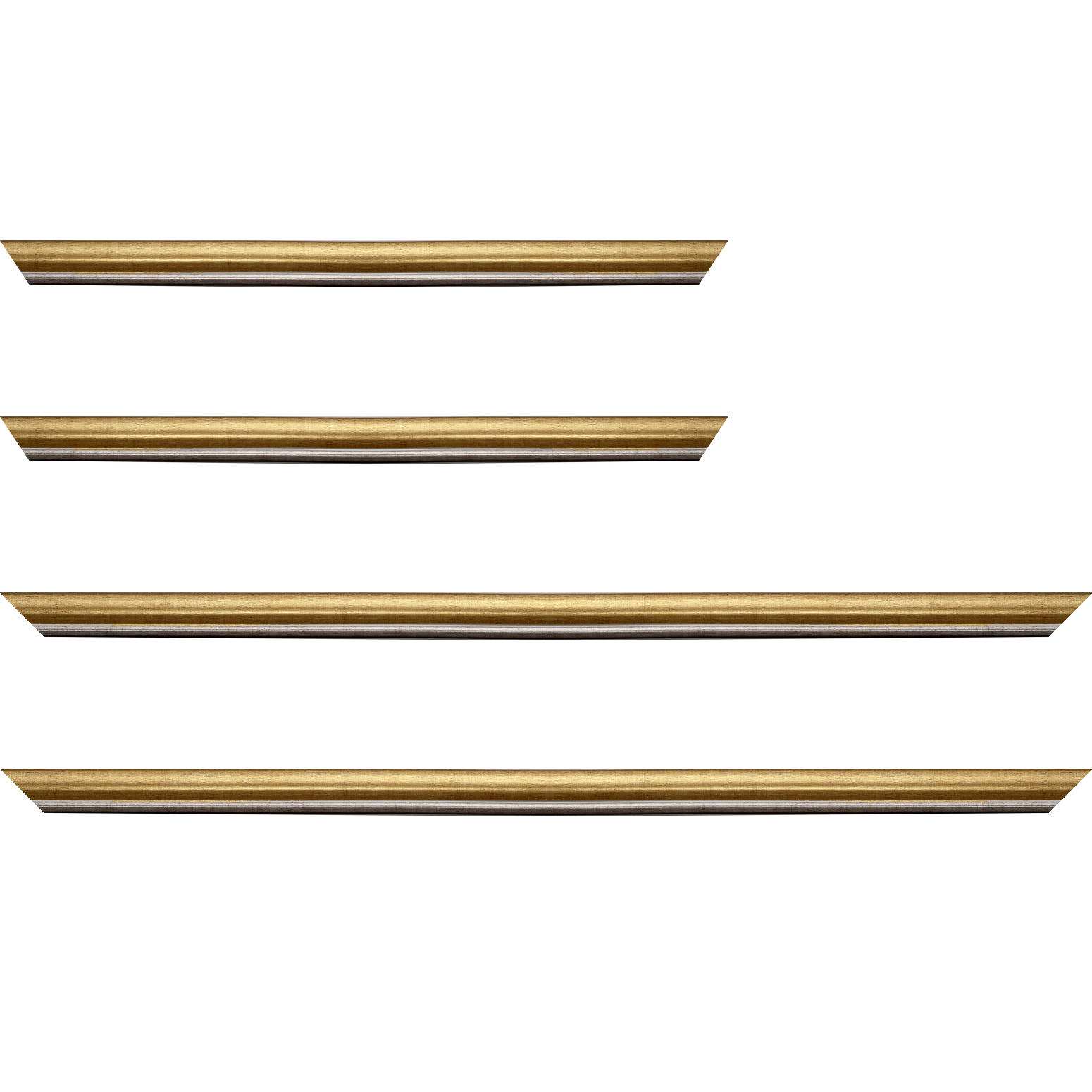 Baguette bois profil arrondi largeur 2.1cm  couleur or filet plomb - 50x60