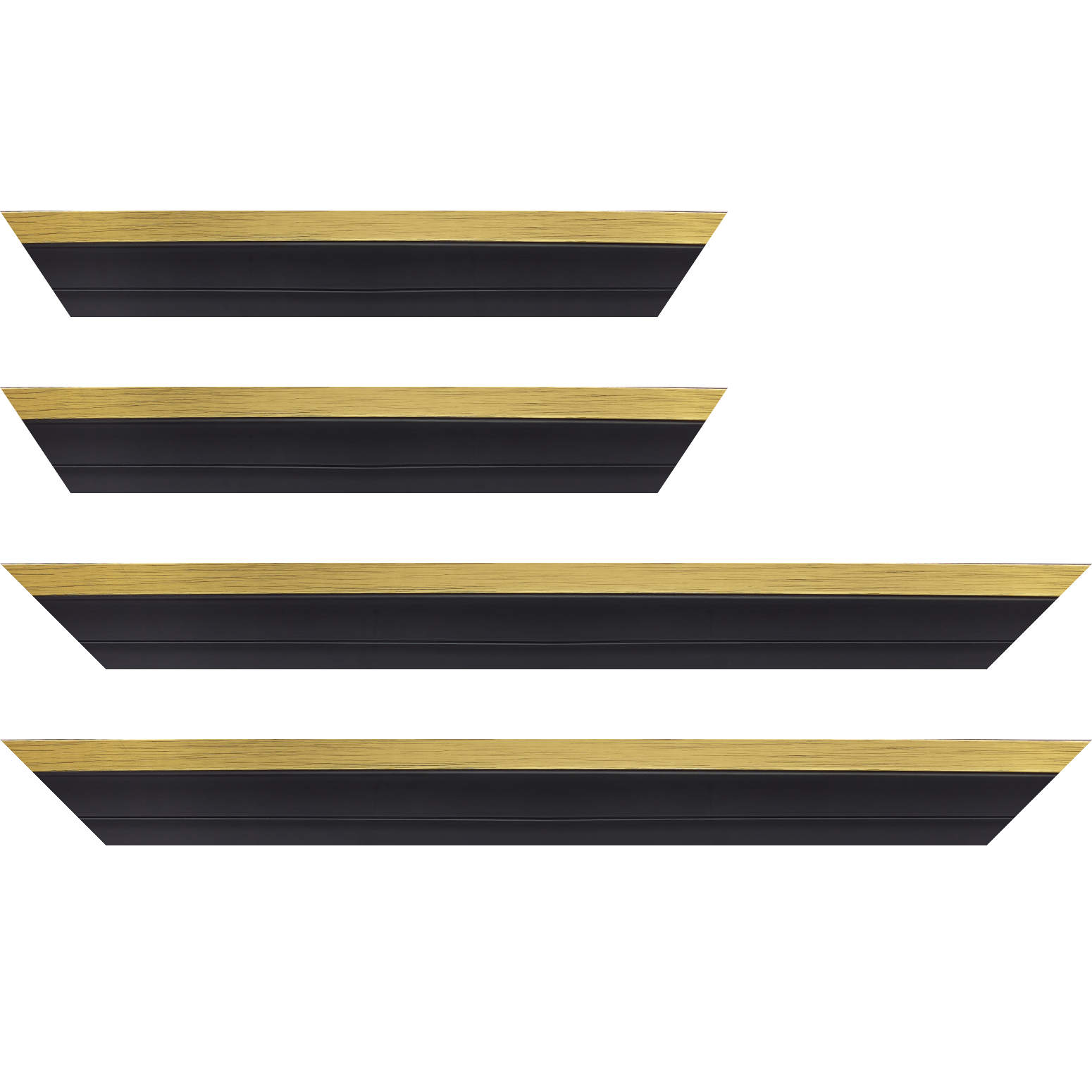 Baguette bois caisse américaine xl profil escalier largeur 4.9cm noir mat  filet or (spécialement conçu pour les châssis 3d d'une épaisseur de 3 à 4cm) - 24x30