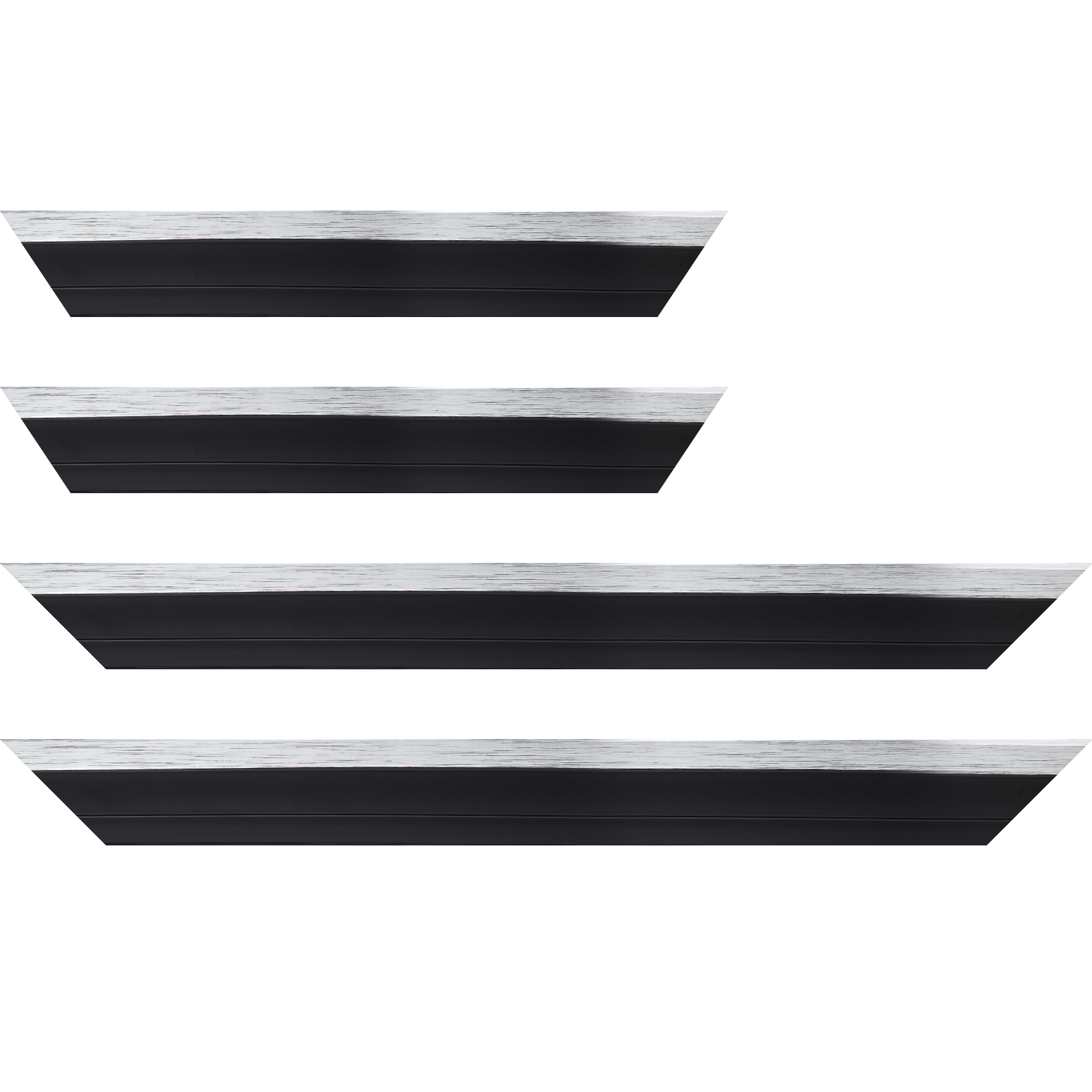 Baguette bois caisse américaine xl profil escalier largeur 4.9cm noir mat  filet argent (spécialement conçu pour les châssis 3d d'une épaisseur de 3 à 4cm) - 50x60