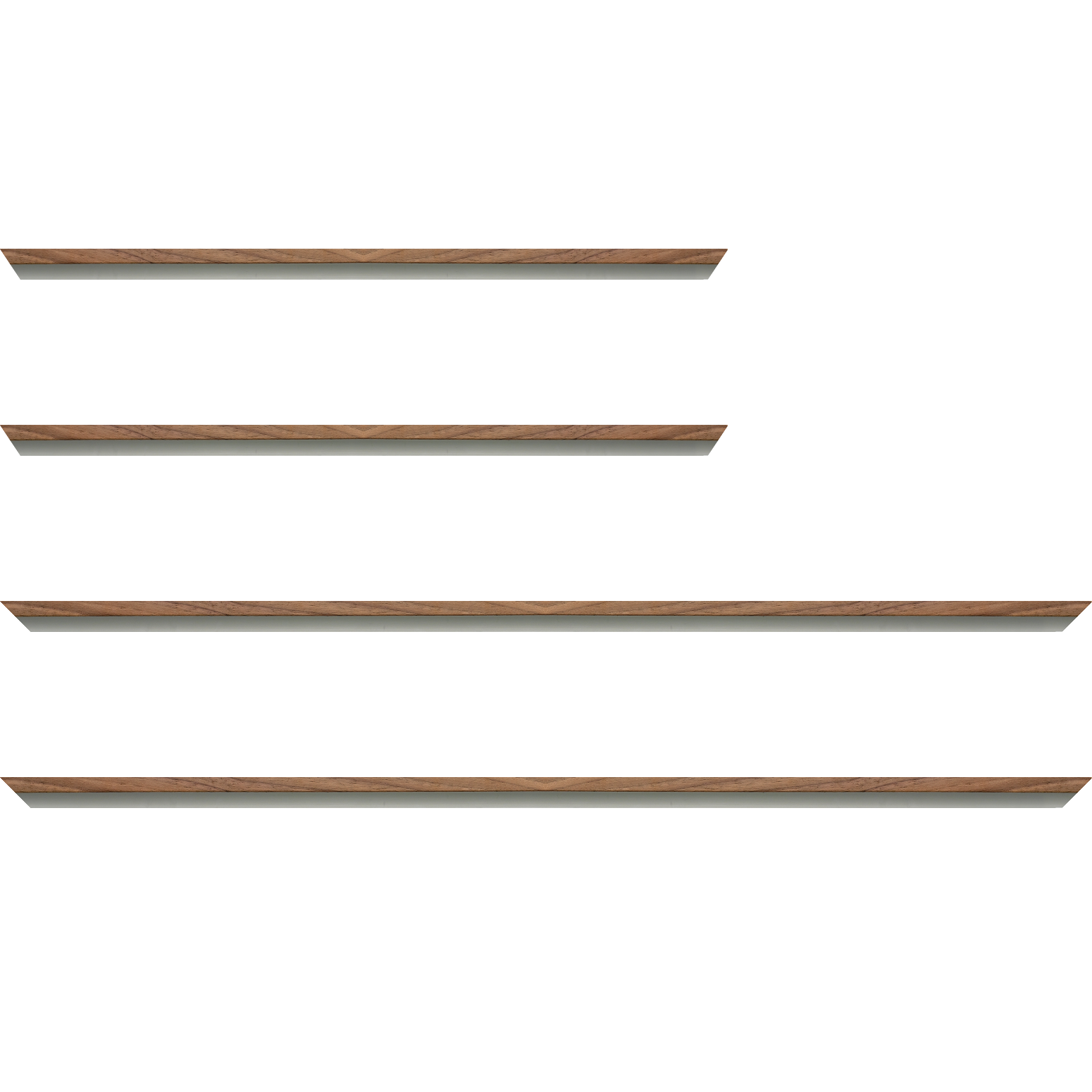 Baguette aluminium profil plat largeur 8mm, placage véritable noyer ,(le sujet qui sera glissé dans le cadre sera en retrait de 6mm de la face du cadre assurant un effet très contemporain) mise en place du sujet rapide et simple: assemblage du cadre par double équerre à vis (livré avec le système d'accrochage qui se glisse dans le profilé) encadrement non assemblé,  livré avec son sachet d'accessoires - 24x30