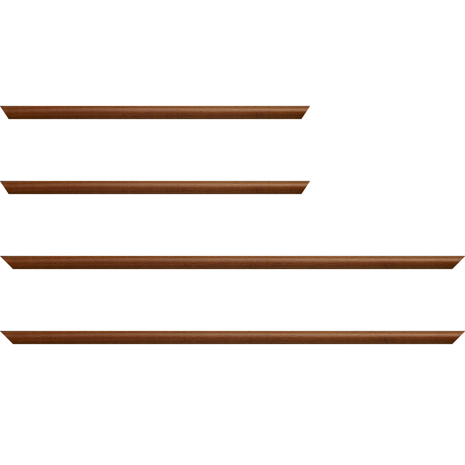 Baguette bois profil demi rond largeur 1.5cm couleur marron ton bois extérieur ébène - 24x30