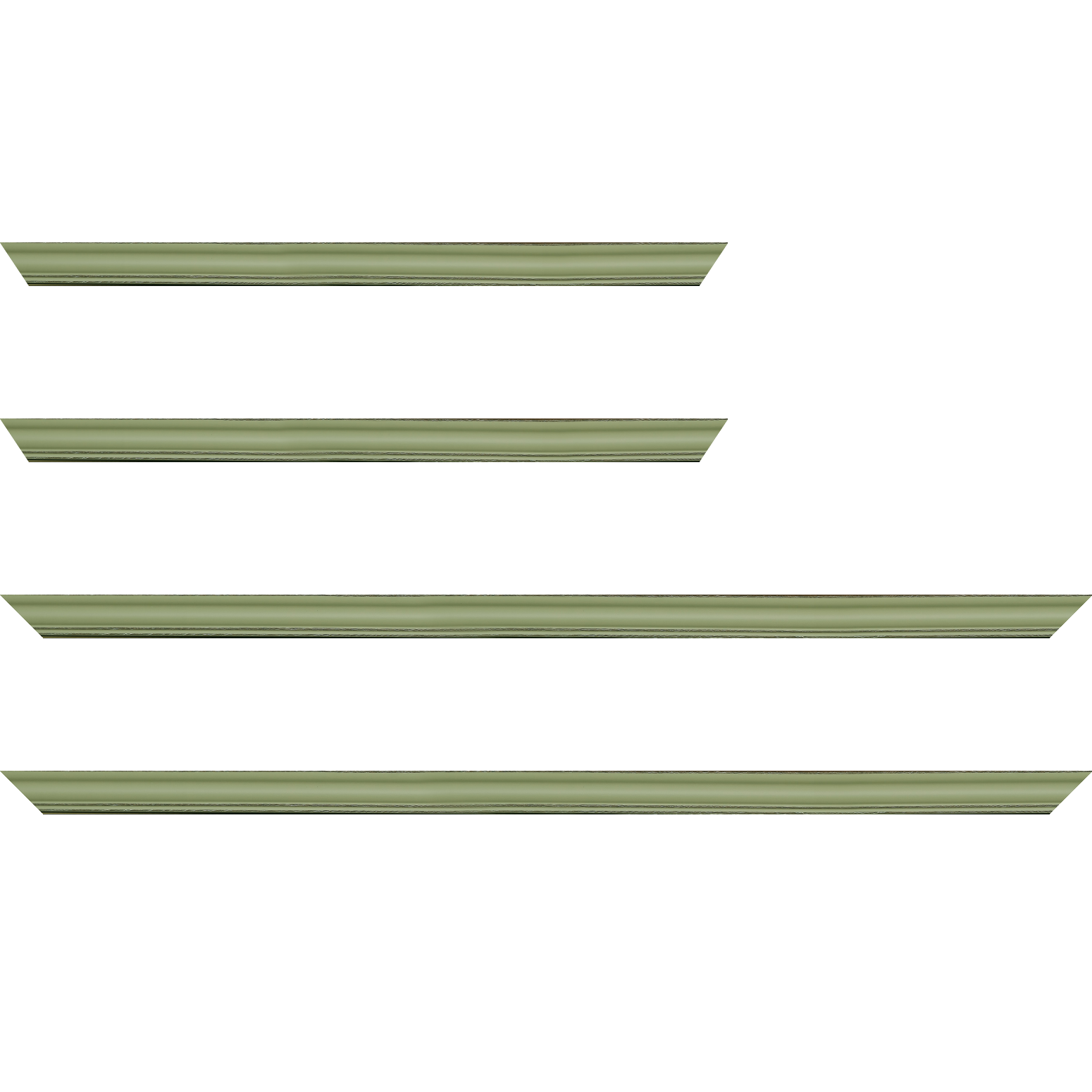 Baguette bois profil doucine inversée largeur 2.3cm vert tilleul satiné bord ressuyé - 35x24