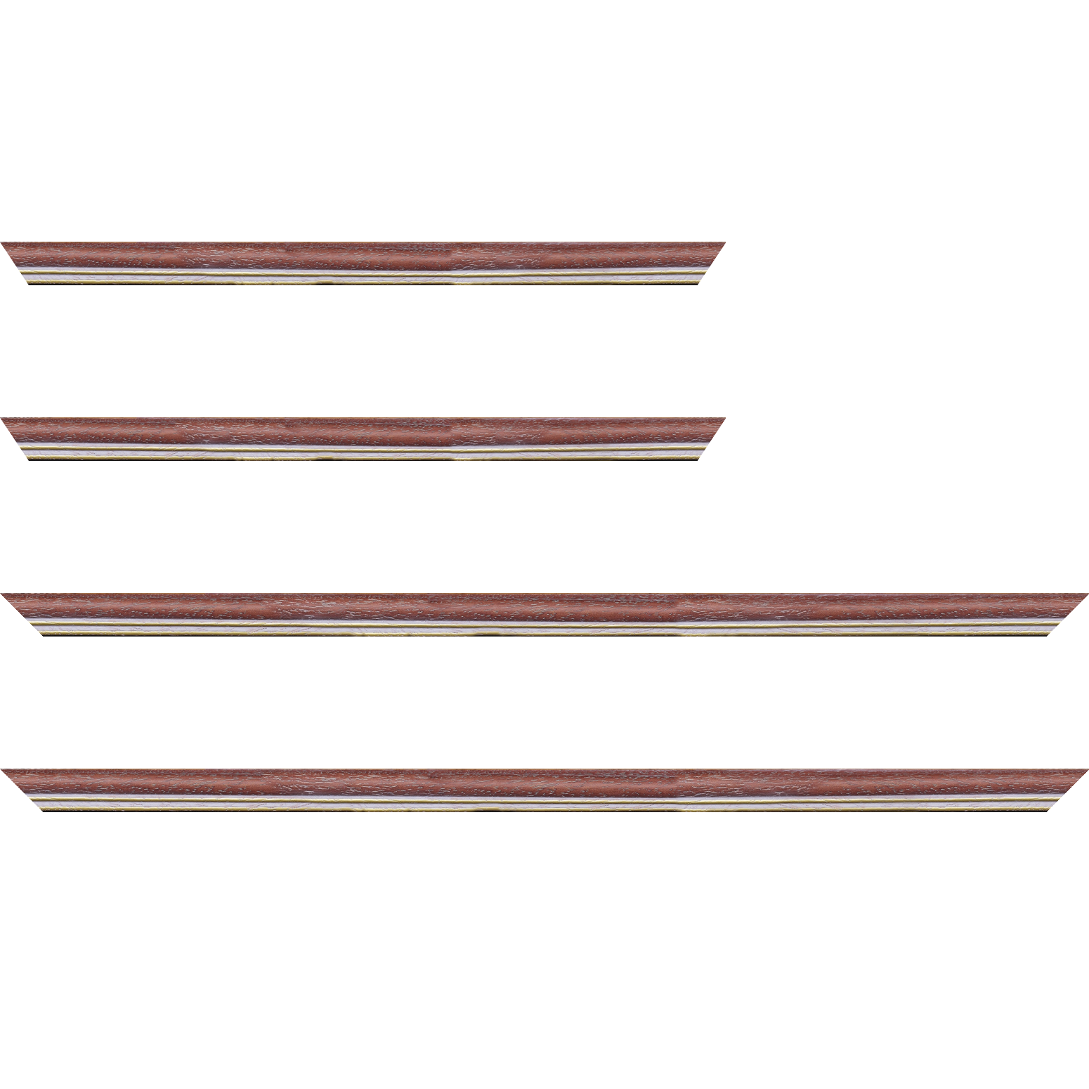 Baguette bois profil doucine inversée largeur 2.3cm framboise cérusé double filet or - 30x60