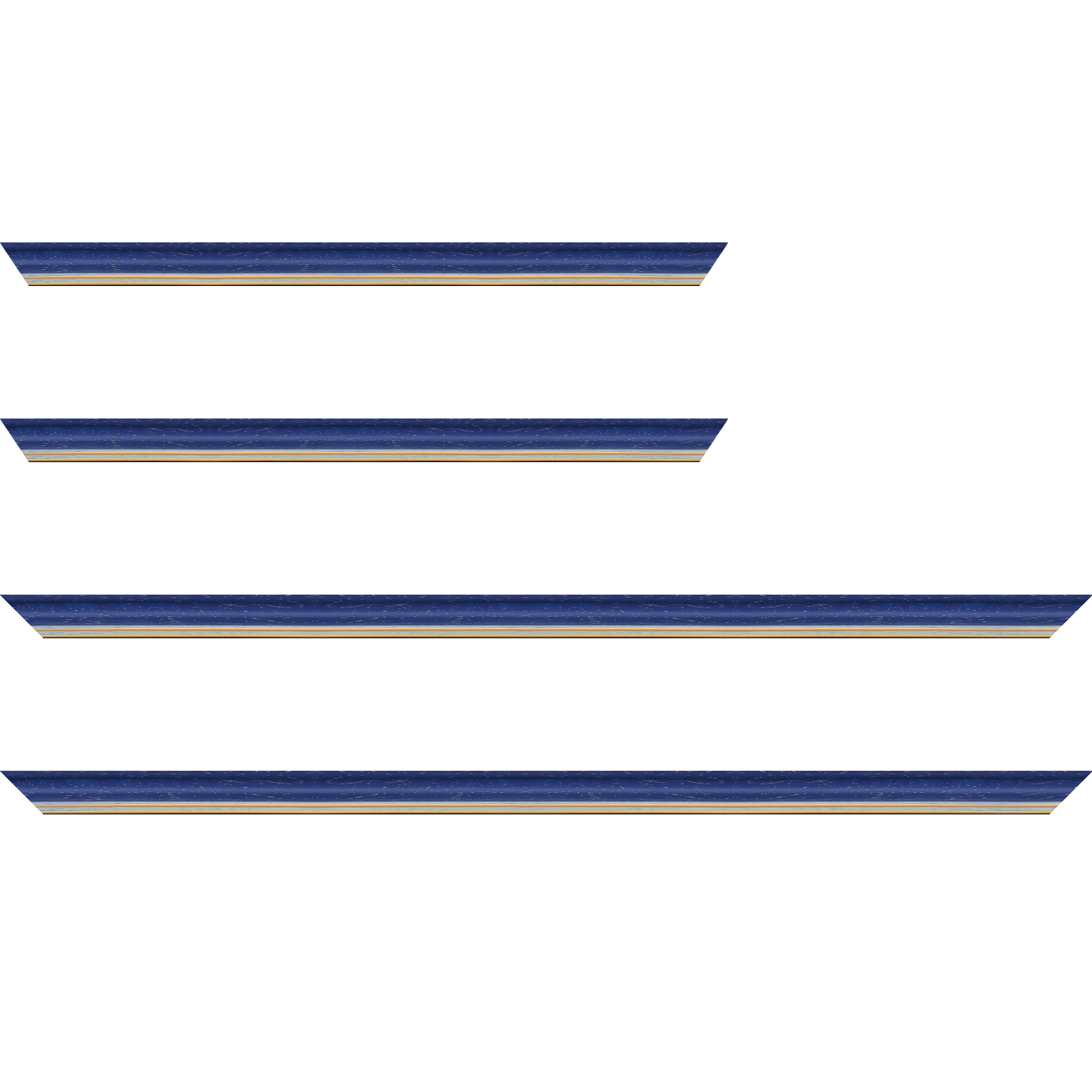 Baguette bois profil doucine inversée largeur 2.3cm bleu cérusé double filet or - 28x34