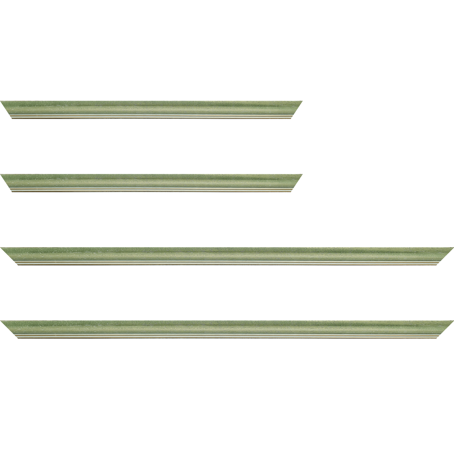 Baguette bois profil doucine inversée largeur 2.3cm vert cérusé double filet or - 24x30