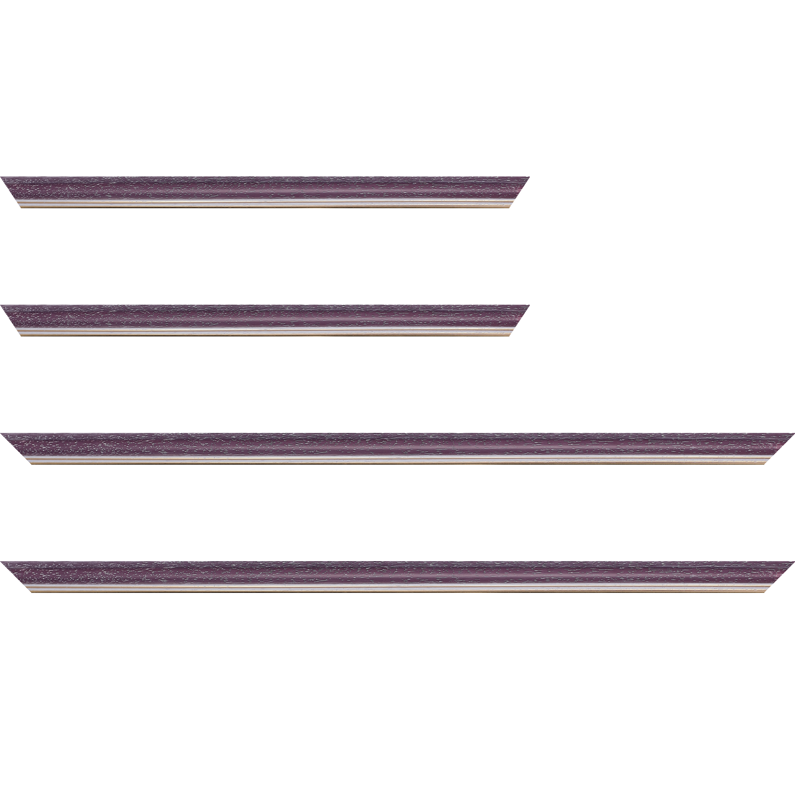 Baguette bois profil doucine inversée largeur 2.3cm cassis cérusé double filet or - 28x34