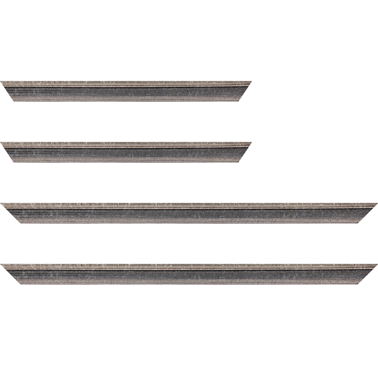 Baguette bois profil incurvé largeur 2.4cm argent antique gorge gris noirci vieilli filet perle argent - 24x30