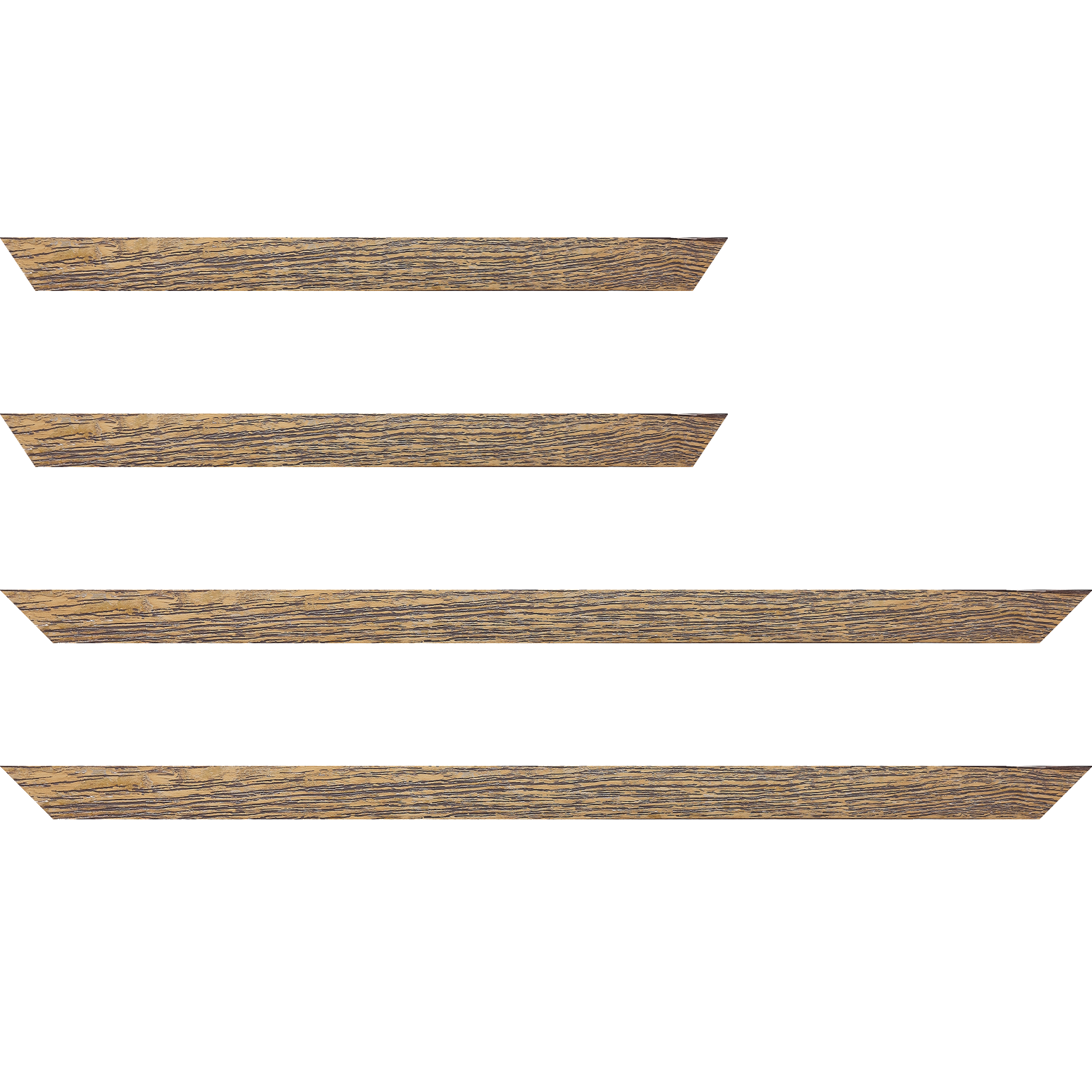 Baguette bois profil arrondi en pente plongeant largeur 2.4cm couleur jaune moutarde finition veinée, reflet or - 30x90