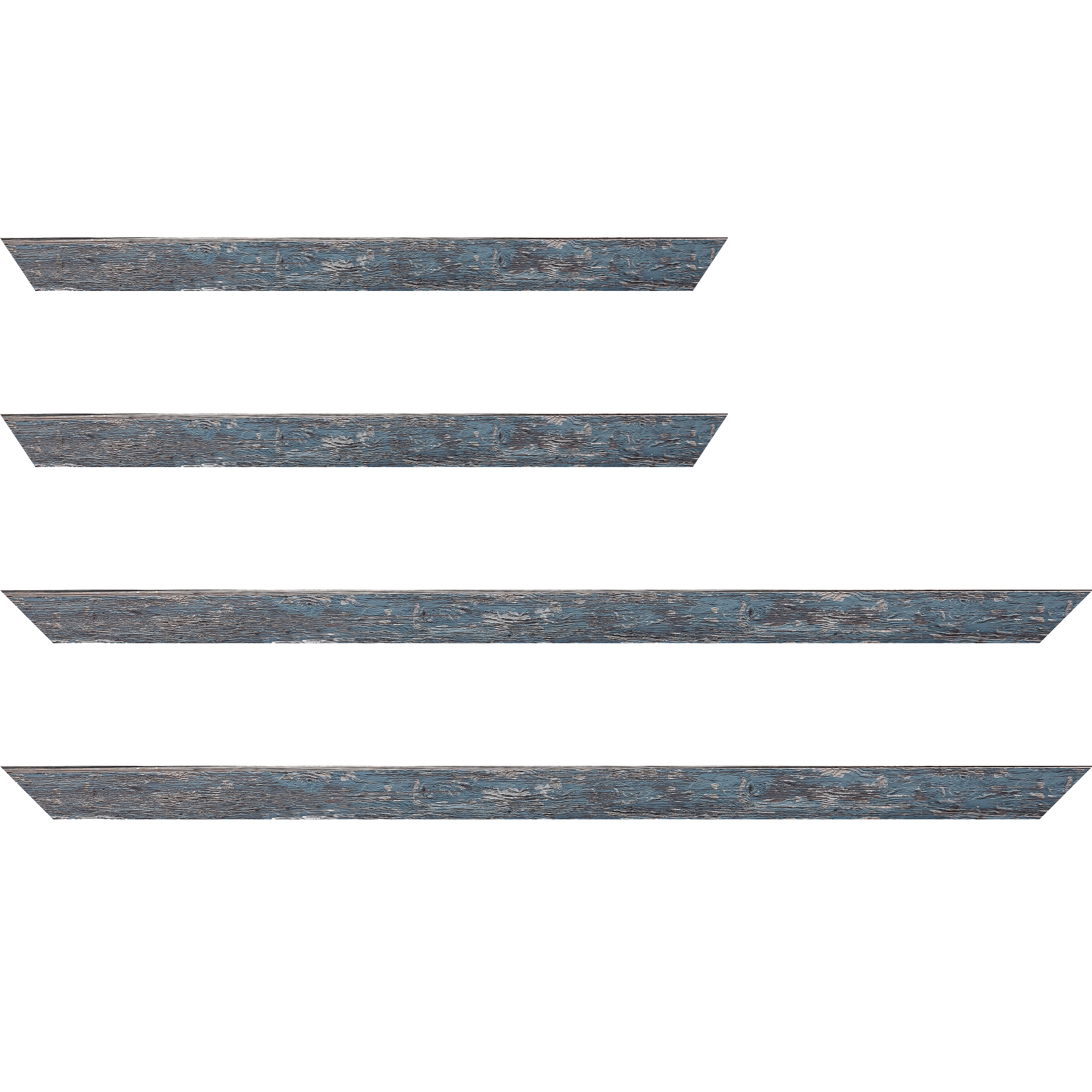 Baguette bois profil arrondi en pente plongeant largeur 2.4cm couleur bleu pétrole finition veinée, reflet argenté - 34x40