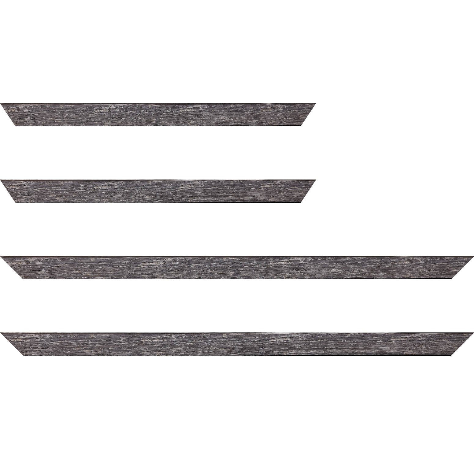 Baguette bois profil arrondi en pente plongeant largeur 2.4cm couleur gris  finition veinée, reflet argenté - 92x60