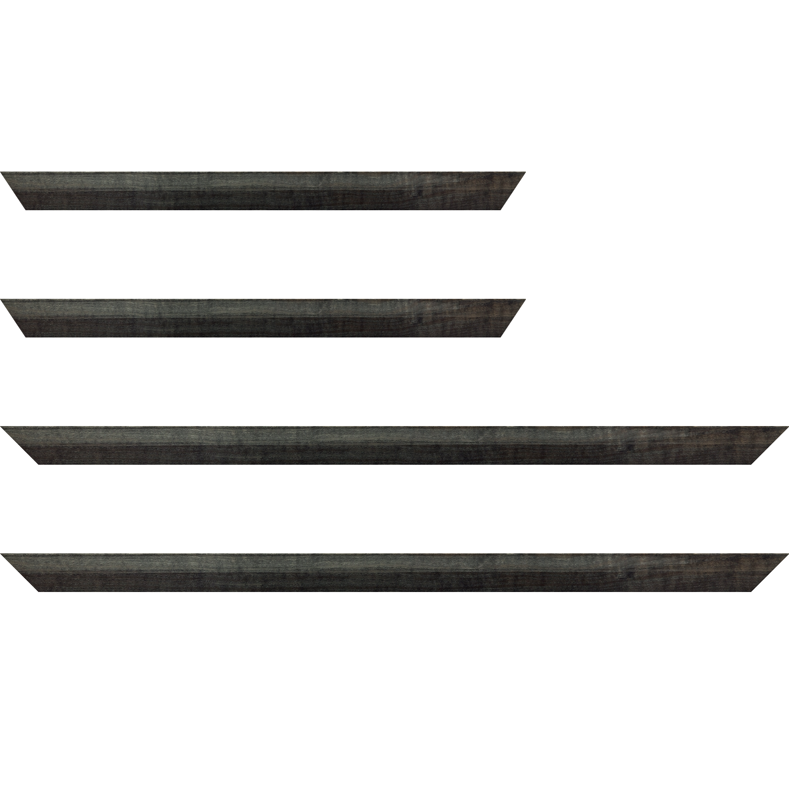 Baguette bois profil arrondi en pente plongeant largeur 2.4cm couleur  gris foncé anthracite finition vernis brillant,veine du bois  apparent (pin) , - 34x40