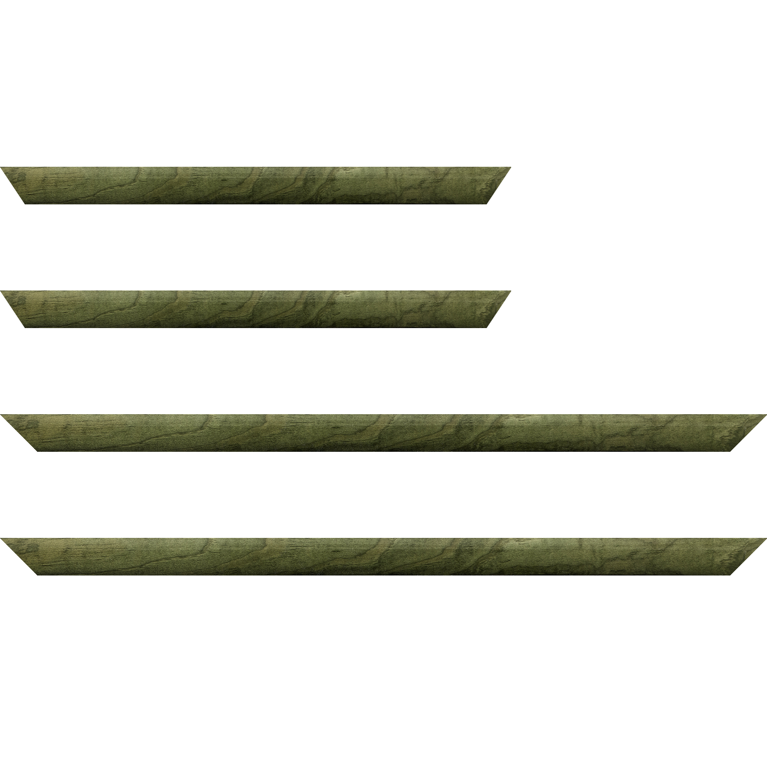 Baguette bois profil arrondi en pente plongeant largeur 2.4cm couleur vert sapin finition vernis brillant,veine du bois  apparent (pin) , - 35x24