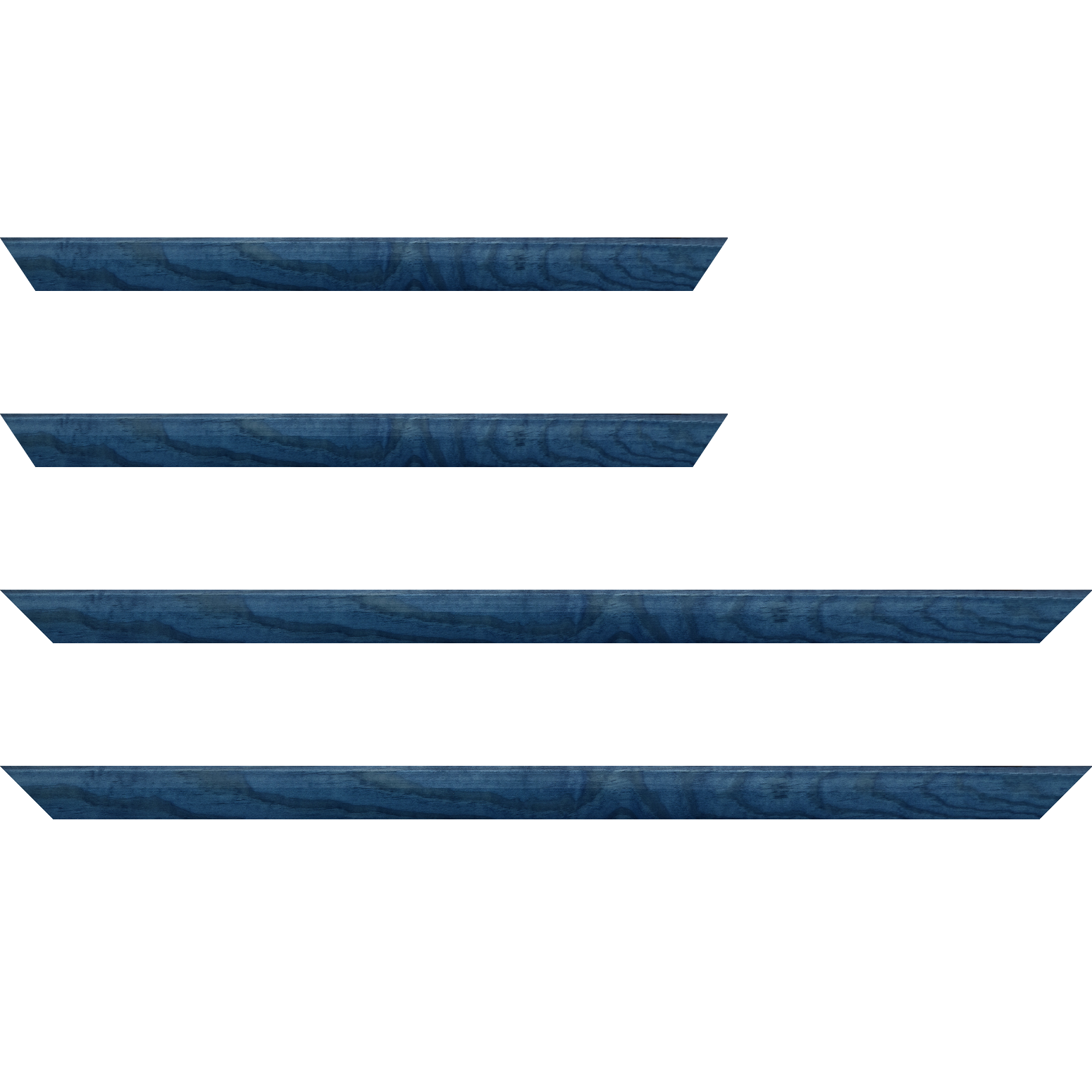 Baguette bois profil arrondi en pente plongeant largeur 2.4cm couleur bleu finition vernis brillant,veine du bois  apparent (pin) , - 70x100