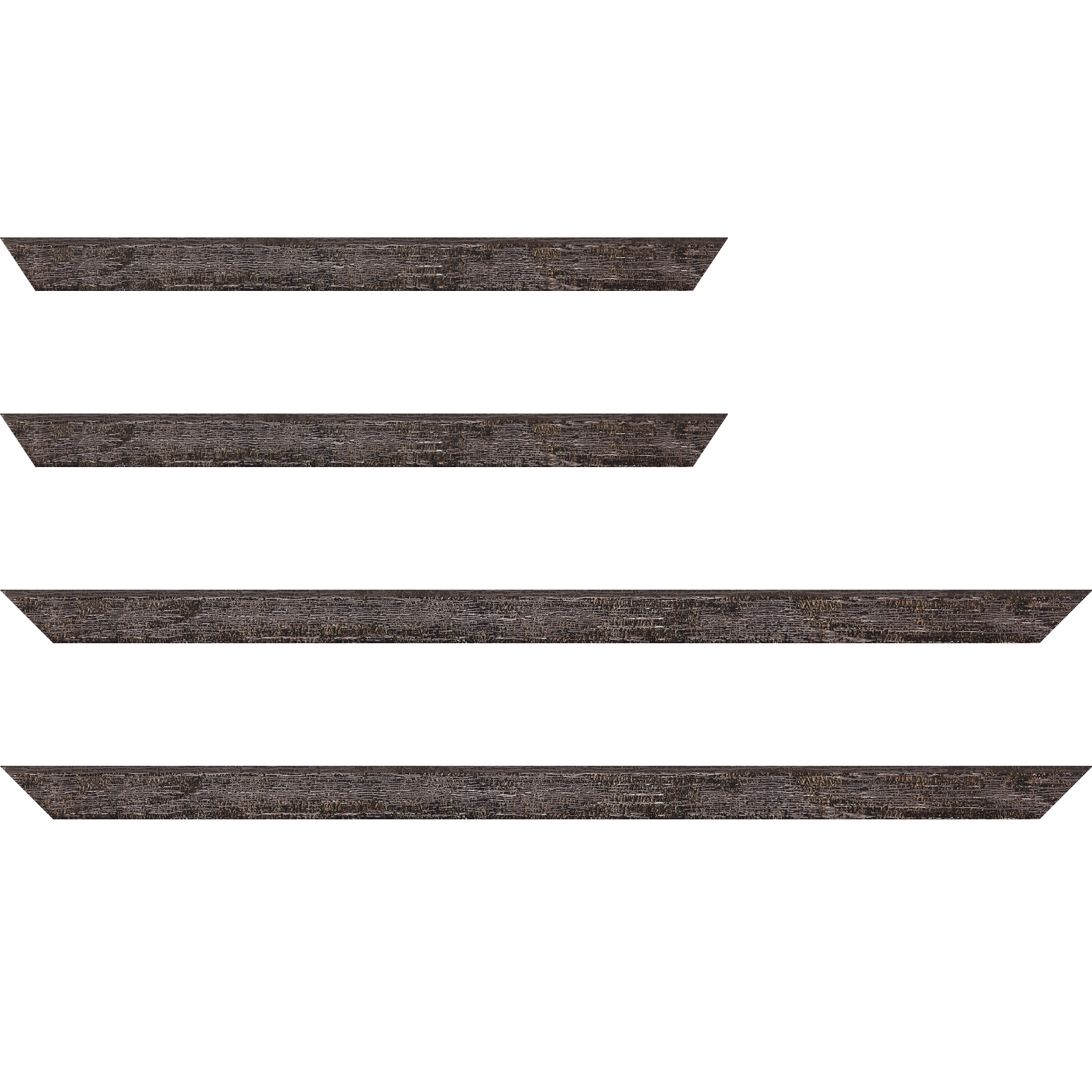 Baguette bois profil arrondi en pente plongeant largeur 2.4cm couleur noir frotté effet nature - 30x90