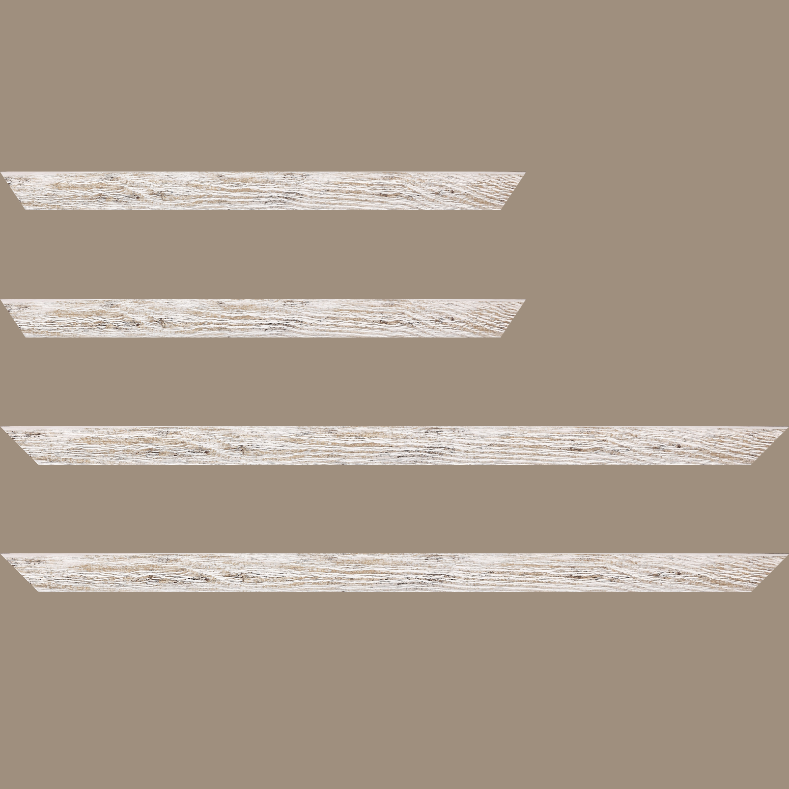 Baguette bois profil arrondi en pente plongeant largeur 2.4cm couleur blanchie frotté effet nature - 18x24