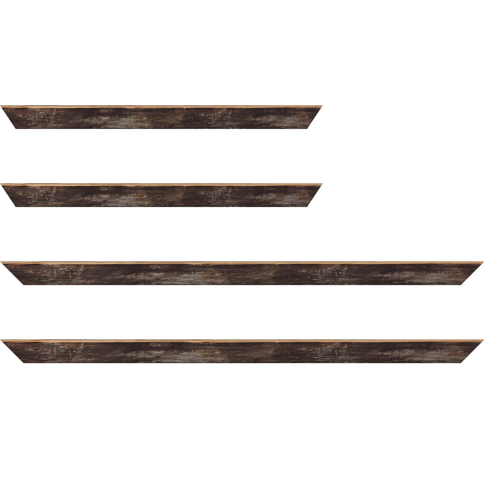 Baguette bois profil arrondi en pente plongeant largeur 2.4cm couleur noir ébène effet ressuyé, angle du cadre extérieur filet naturel - 70x100