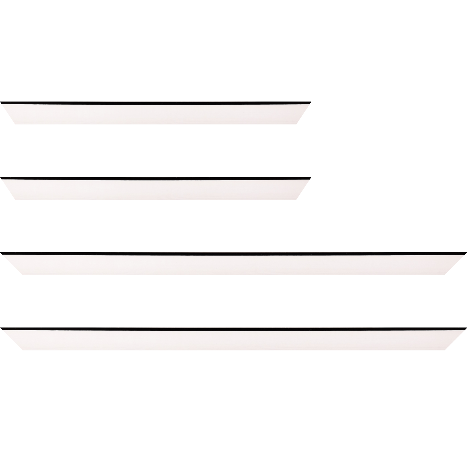 Baguette bois profil arrondi en pente plongeant largeur 2.4cm couleur crème satiné,veine du bois  apparent (pin) , angle du cadre extérieur filet noir - 35x24