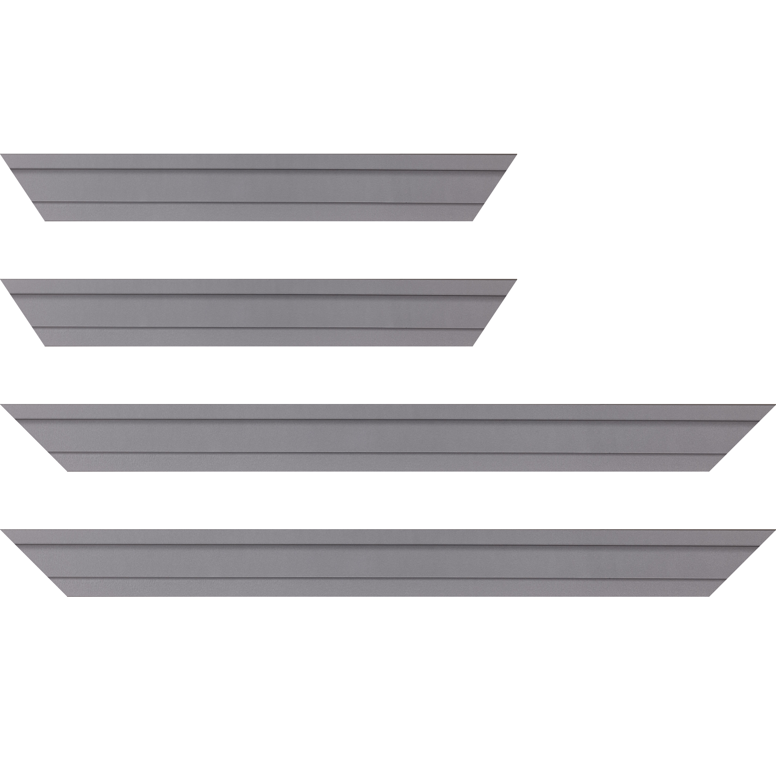 Baguette bois caisse américaine profil escalier largeur 4.4cm argent satiné contemporain (spécialement conçu pour les châssis d'une épaisseur jusqu’à 2.5cm ) - 40x60