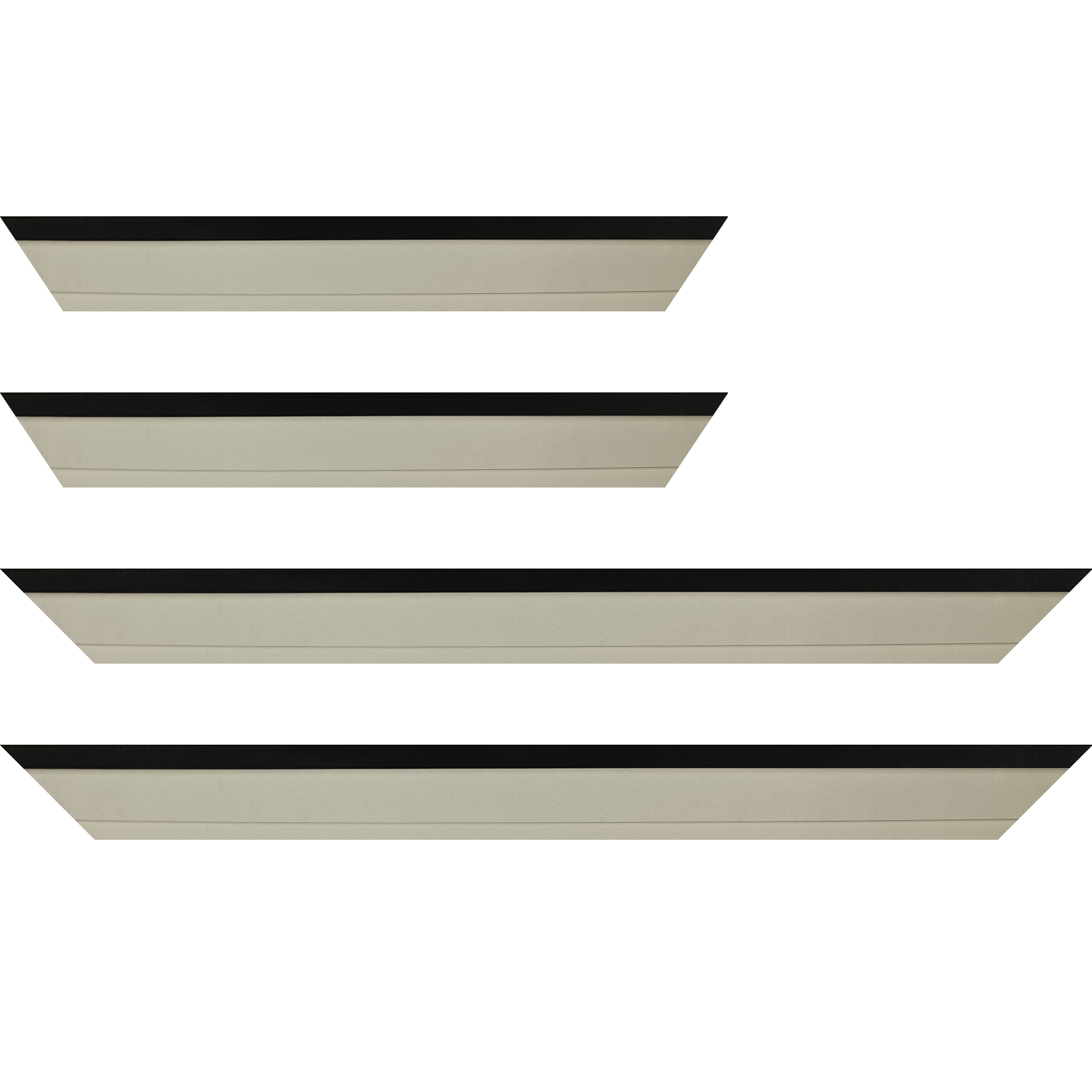 Baguette bois caisse américaine profil escalier largeur 4.4cm couleur taupe clair ,filet noir y compris le coté extérieur (spécialement conçu pour les châssis d'une épaisseur jusqu’à 2.5cm ) - 50x60