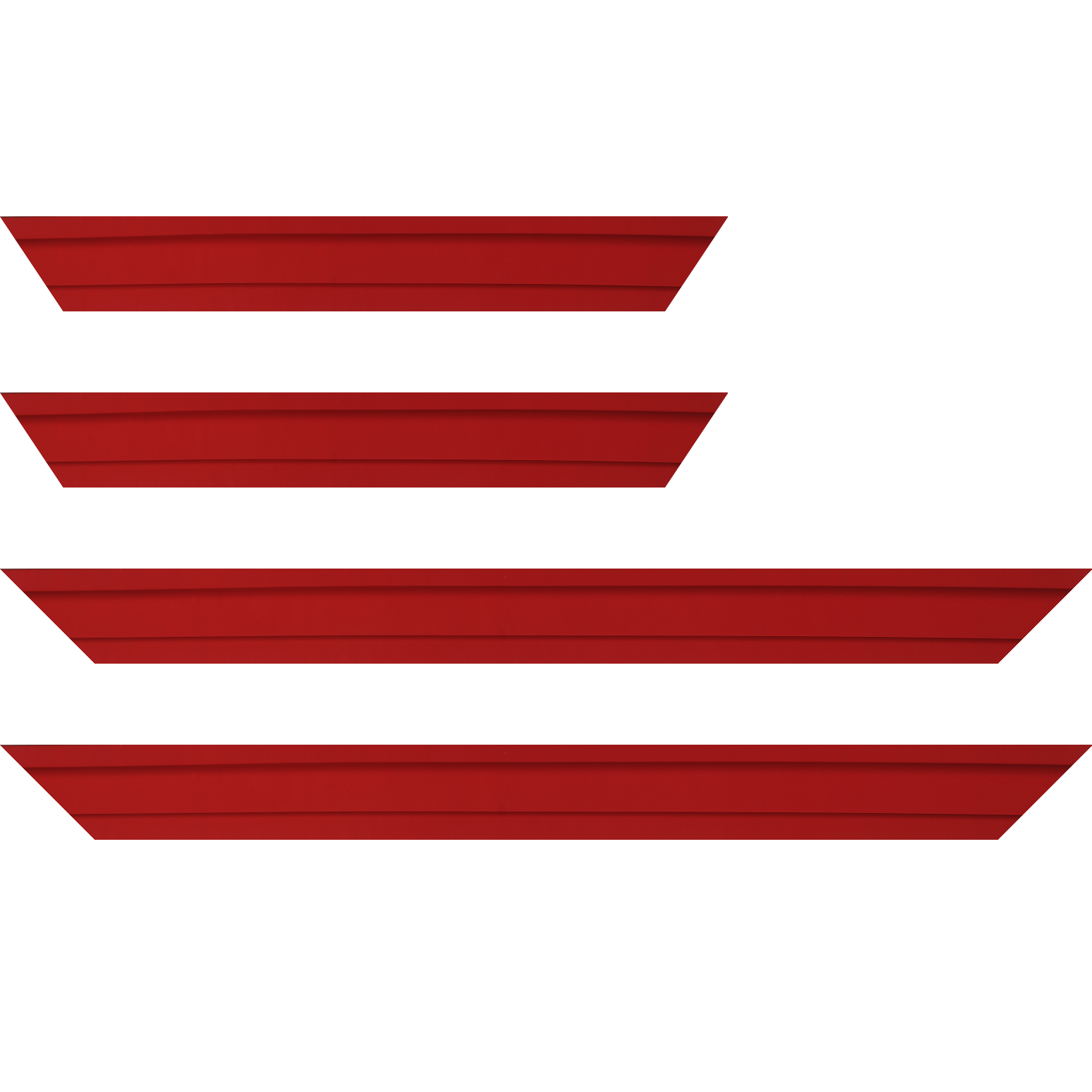 Baguette bois caisse américaine profil escalier largeur 4.4cm rouge ferrari mat   (spécialement conçu pour les châssis d'une épaisseur jusqu’à 2.5cm ) - 30x90