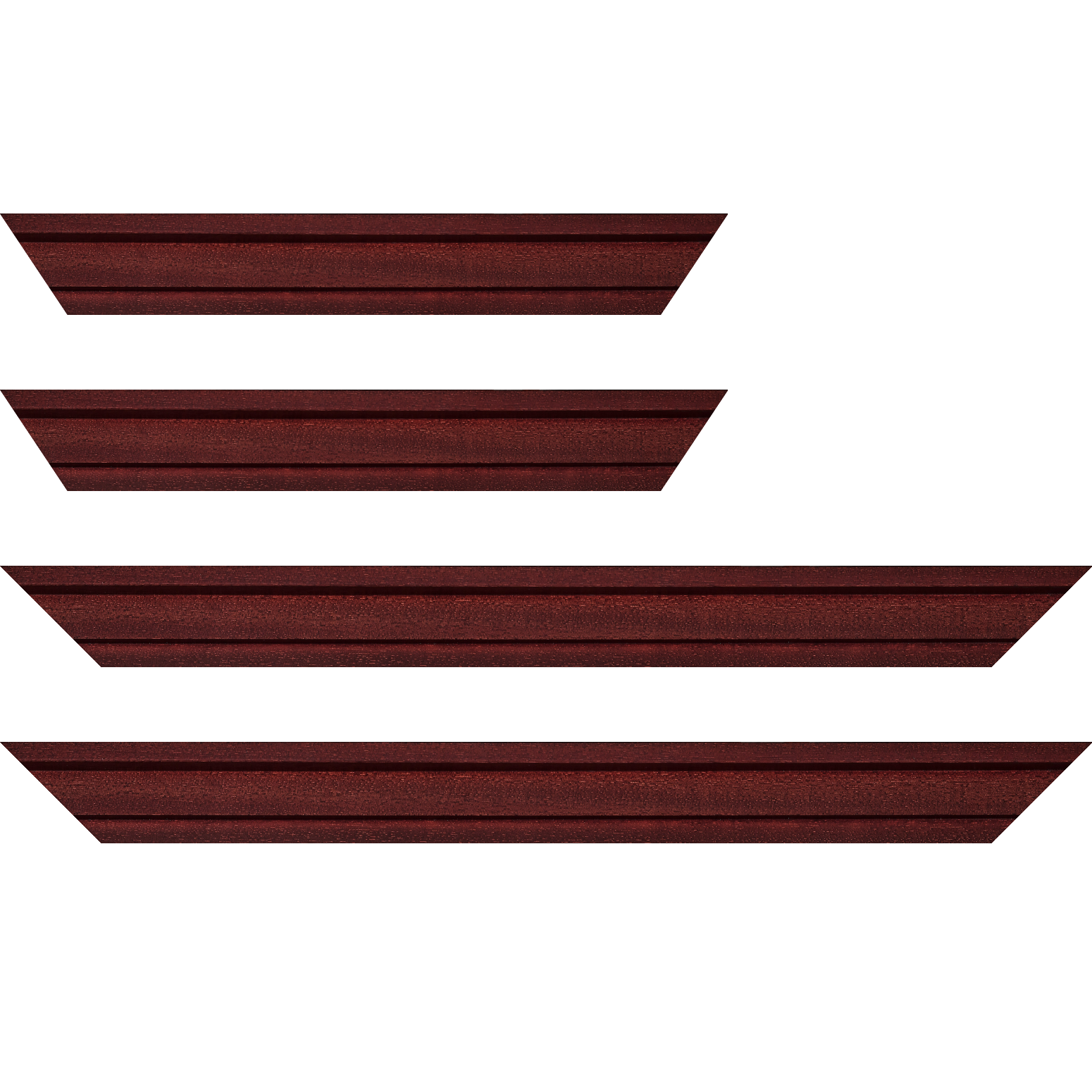 Baguette bois caisse américaine profil escalier largeur 4.4cm bordeaux satiné (spécialement conçu pour les châssis d'une épaisseur jusqu’à 2.5cm ) - 70x100