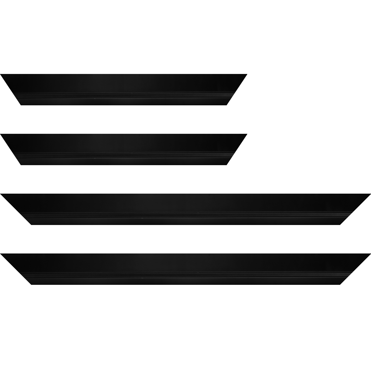 Baguette bois profil pente largeur 4.5cm de couleur noir mat filet noir - 24x30