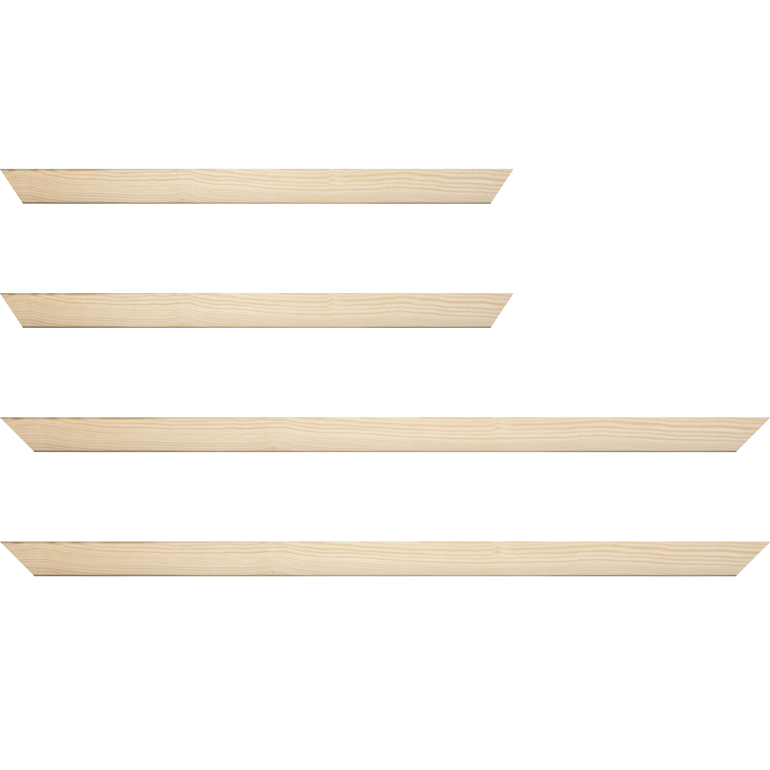 Baguette bois profil arrondi en pente plongeant largeur 2.4cm couleur naturel finition vernis brillant,veine du bois  apparent (pin) , - 40x60