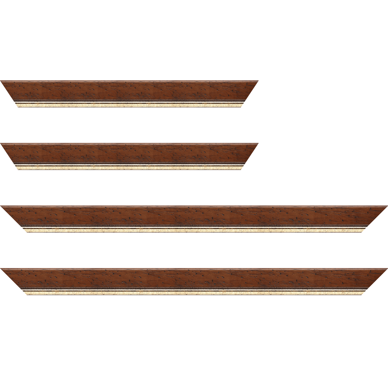 Baguette bois profil arrondi largeur 3.5cm marron satiné classique filet or - 28x34